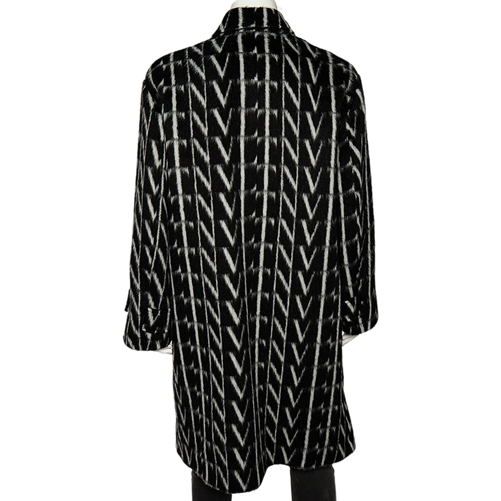 

Valentino Monochrome Wool Blend VLTN Times Coat, Black