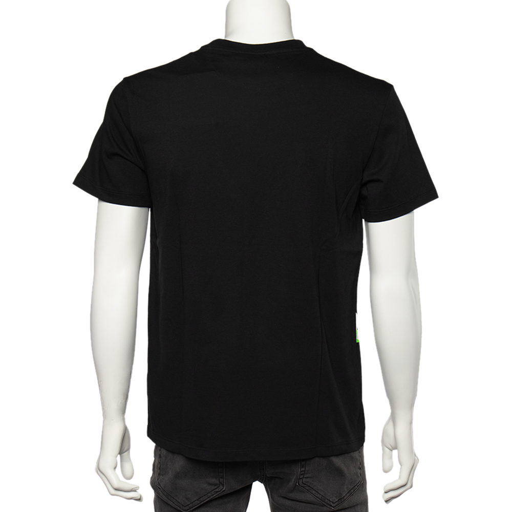 

Valentino Black & Fluo VLOGO Print Cotton Crew Neck T-Shirt