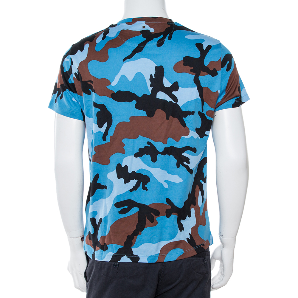 

Valentino Camou Azzurro/Tabacco CAMOUFLAGE T-Shirt, Blue