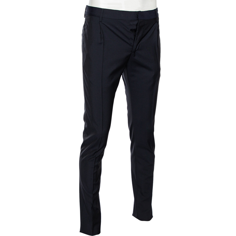 

Valentino Navy Blue Wool Straight Fit Formal Pants