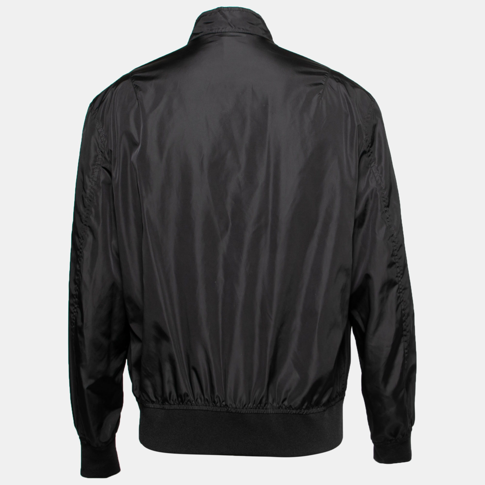 

Valentino Black Logo Printed Synthetic Zip Front Bomber Jacket