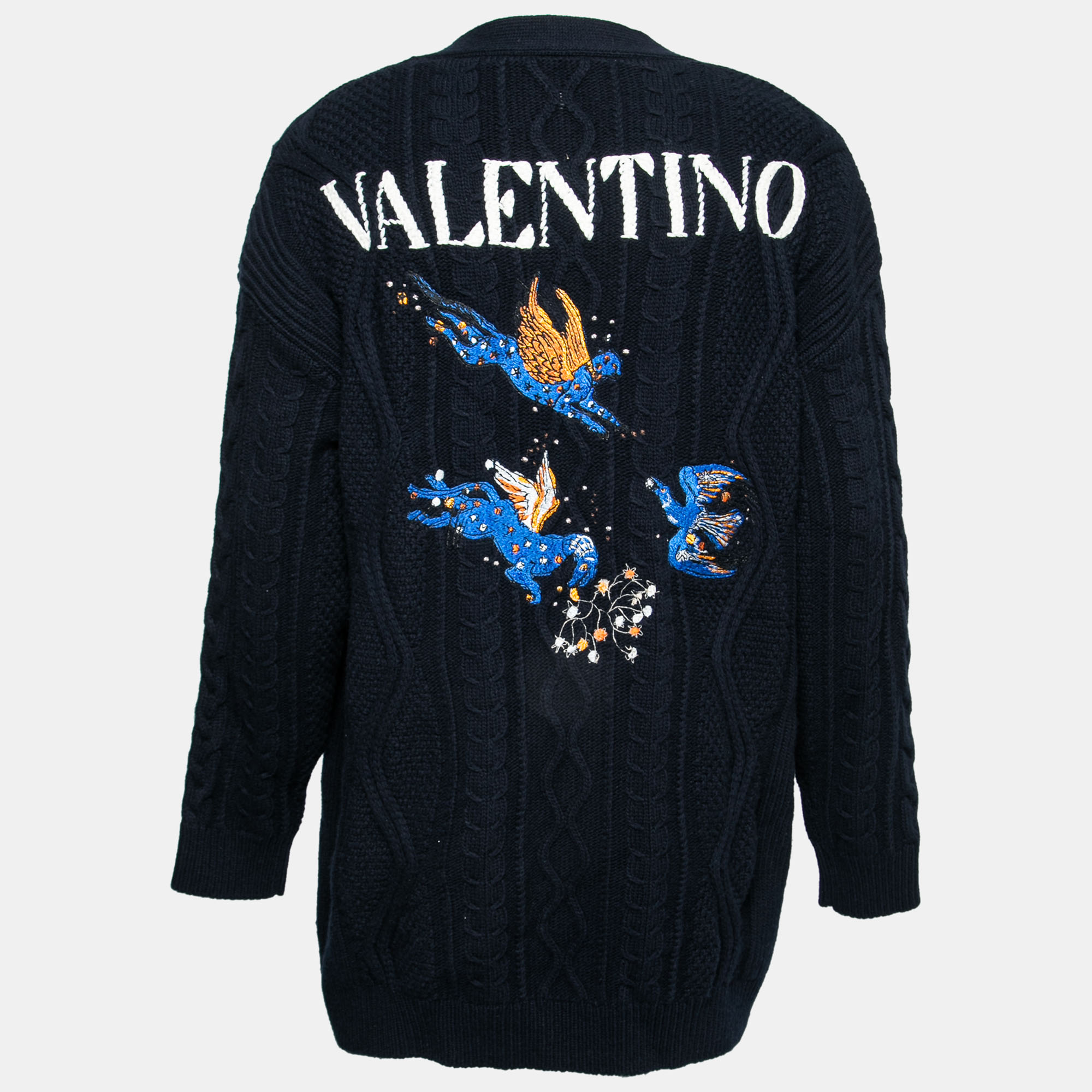 

Valentino Navy Blue Utopia World Wool Cardigan