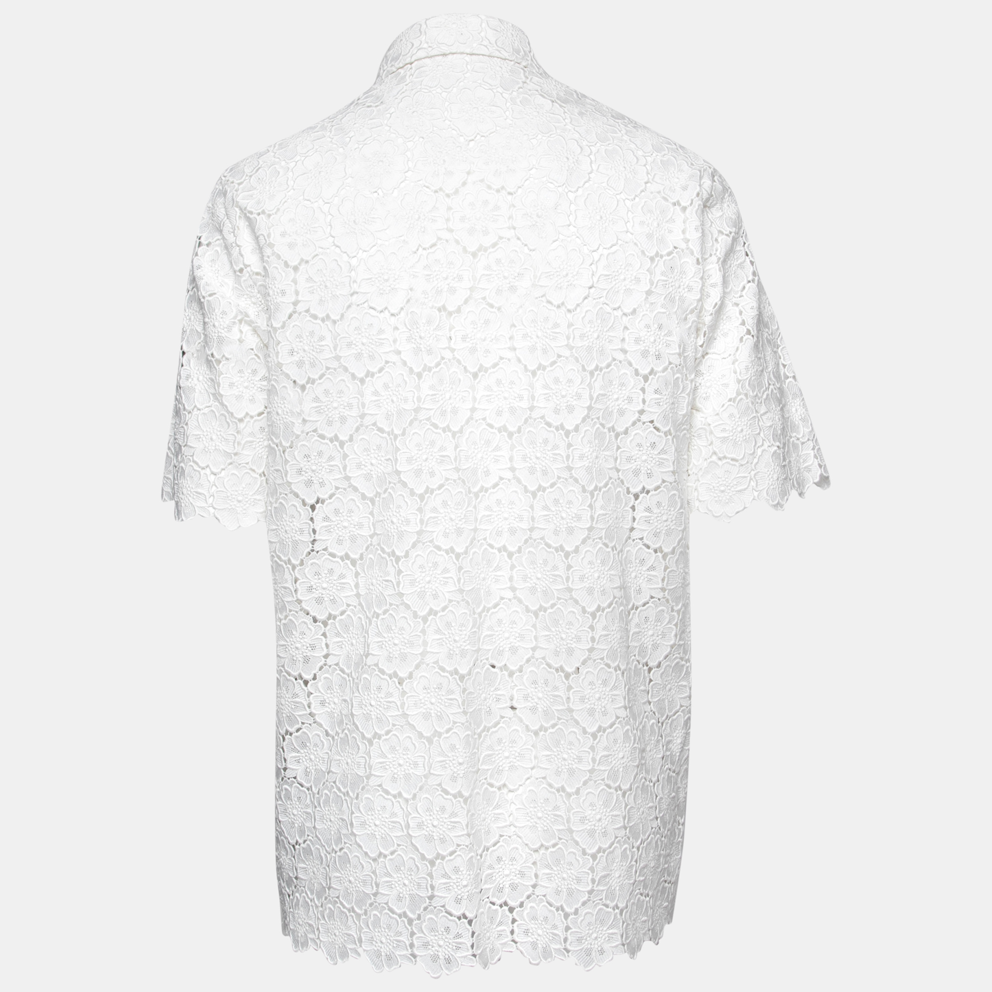 

Valentino White Guipure Lace Short-Sleeve Shirt EXTRA LARGE (IT 42)