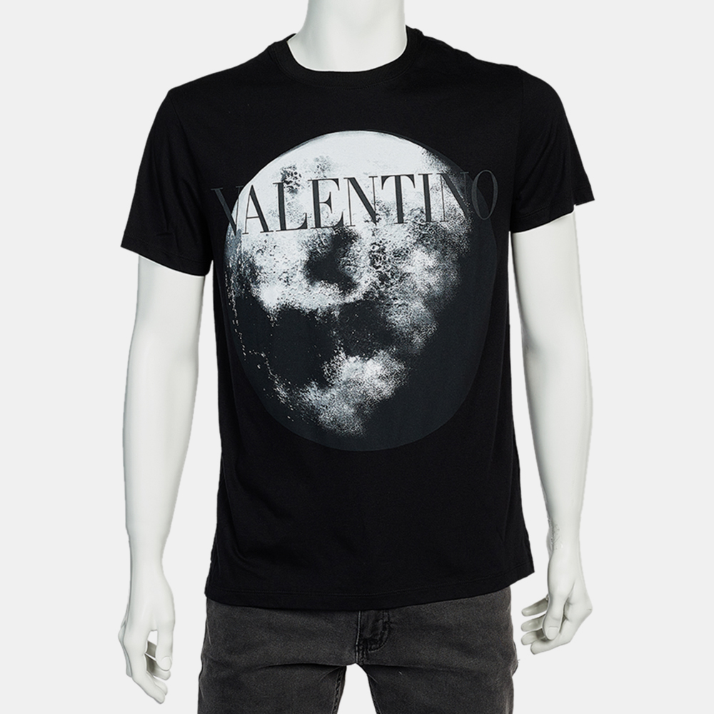 Pre Owned Valentino Black Moon Dust Print Jersey Cotton T-Shirt S