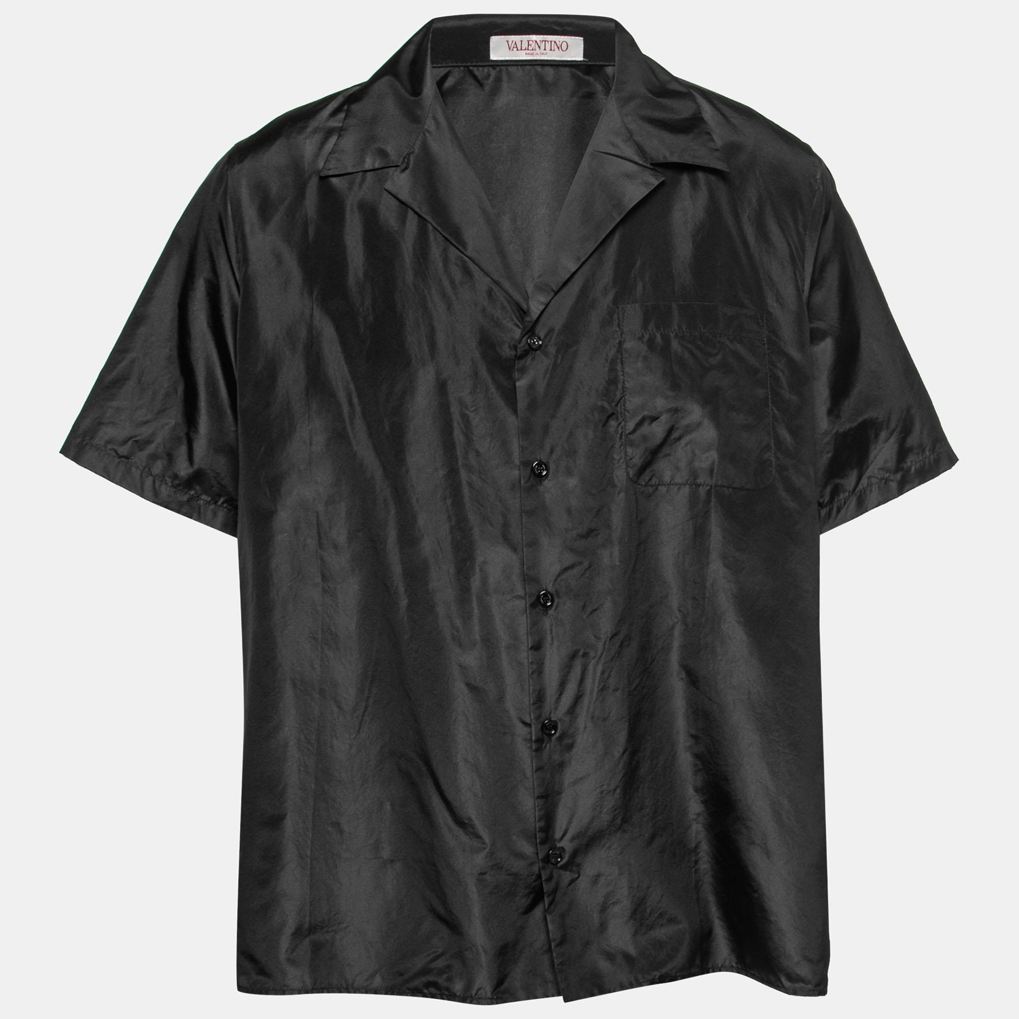 Pre-owned Valentino Black Silk Short-sleeve Shirt S