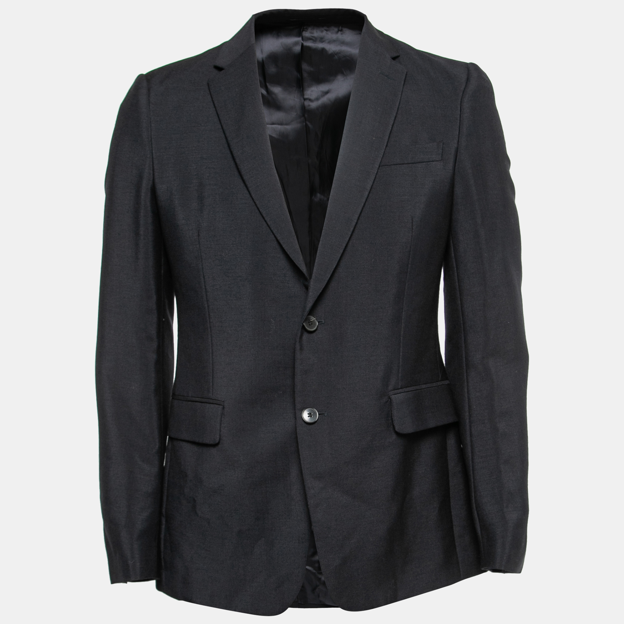 Pre-owned Valentino Navy Blue Mohair Wool Single-breasted Blazer S