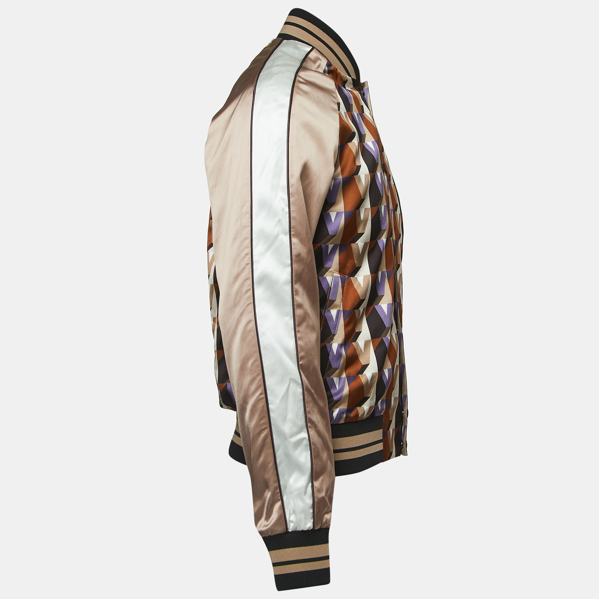 

Valentino Brown 3Dream Print Satin Bomber Jacket