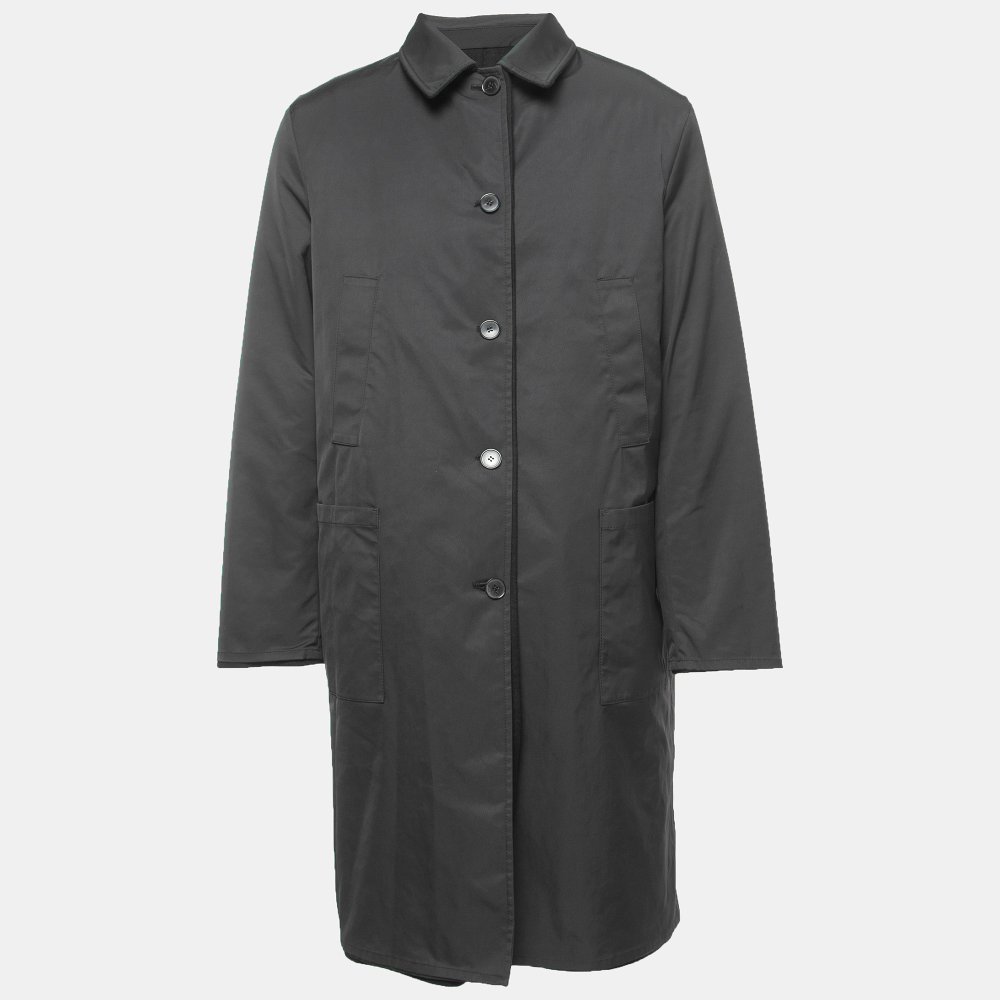 

Valentino Black Wool & Synthetic VLTN Detail Reversible Coat