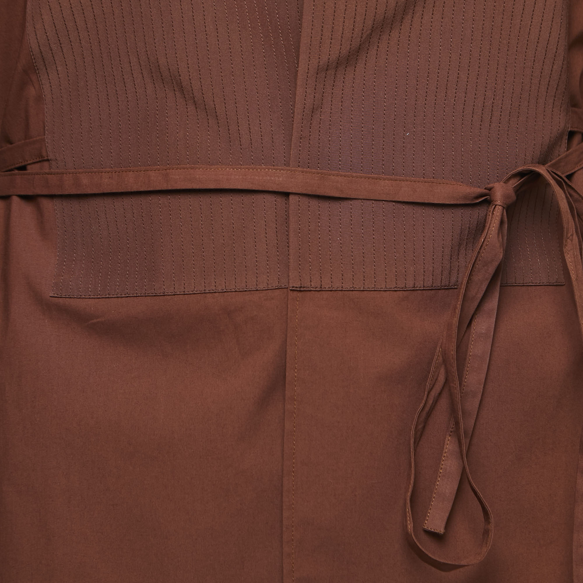 

Valentino Brown Cotton Tie Waist Detail Shirt