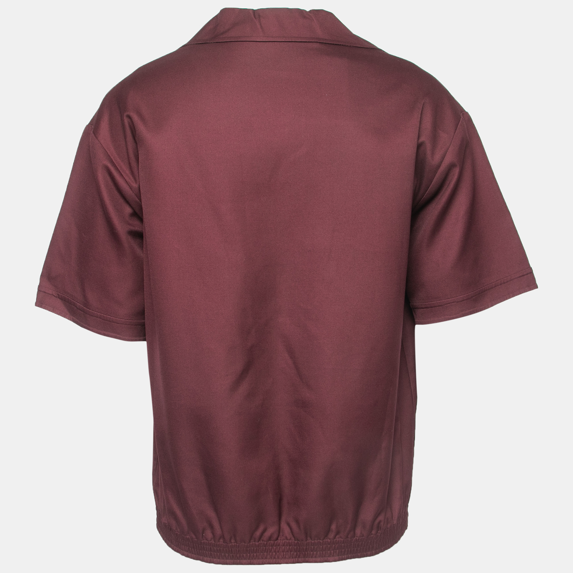 

Valentino Maroon Cotton Elasticized Hem Short Sleeve Shirt, Burgundy