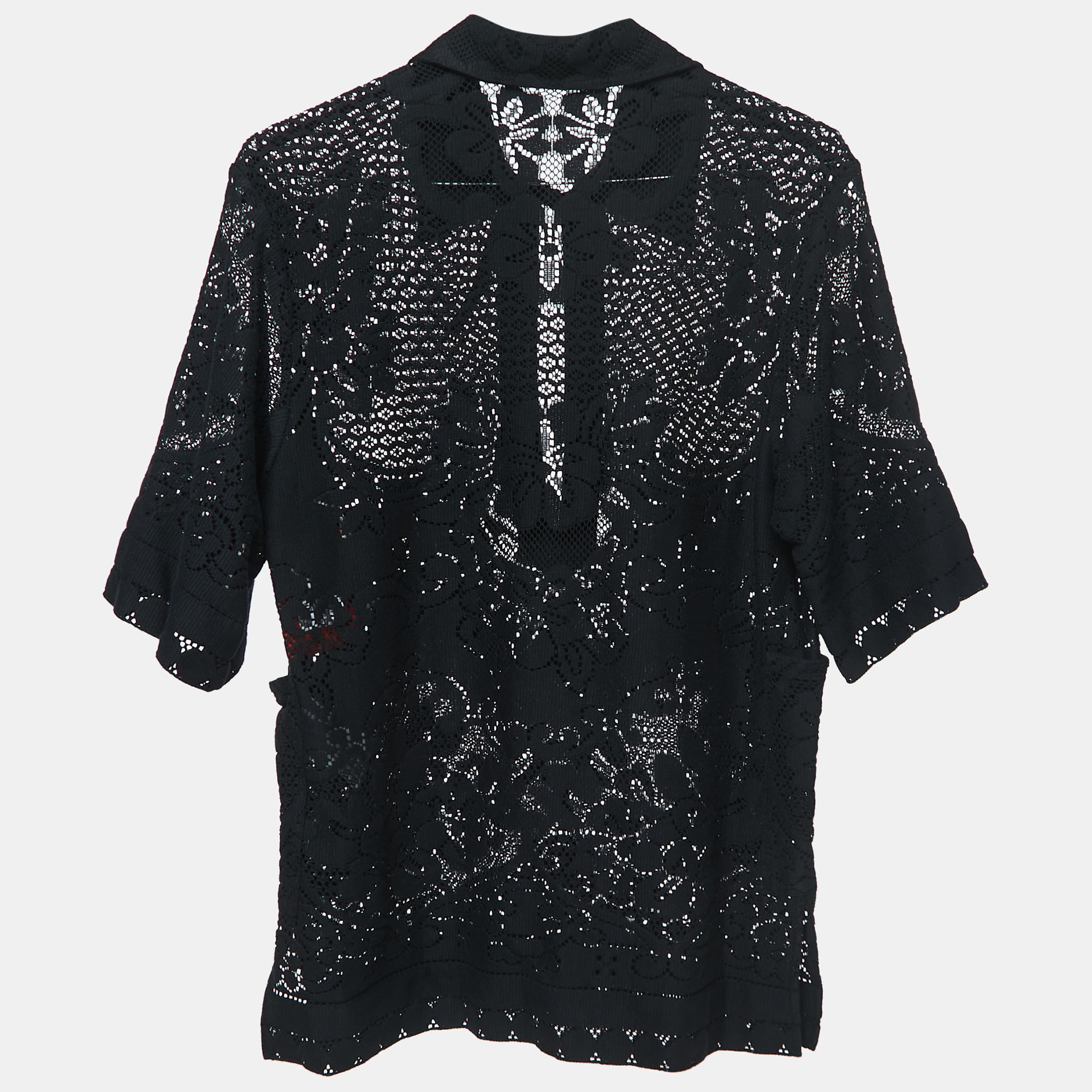 

Valentino Black Floral Patterned Knit Short Sleeve Shirt