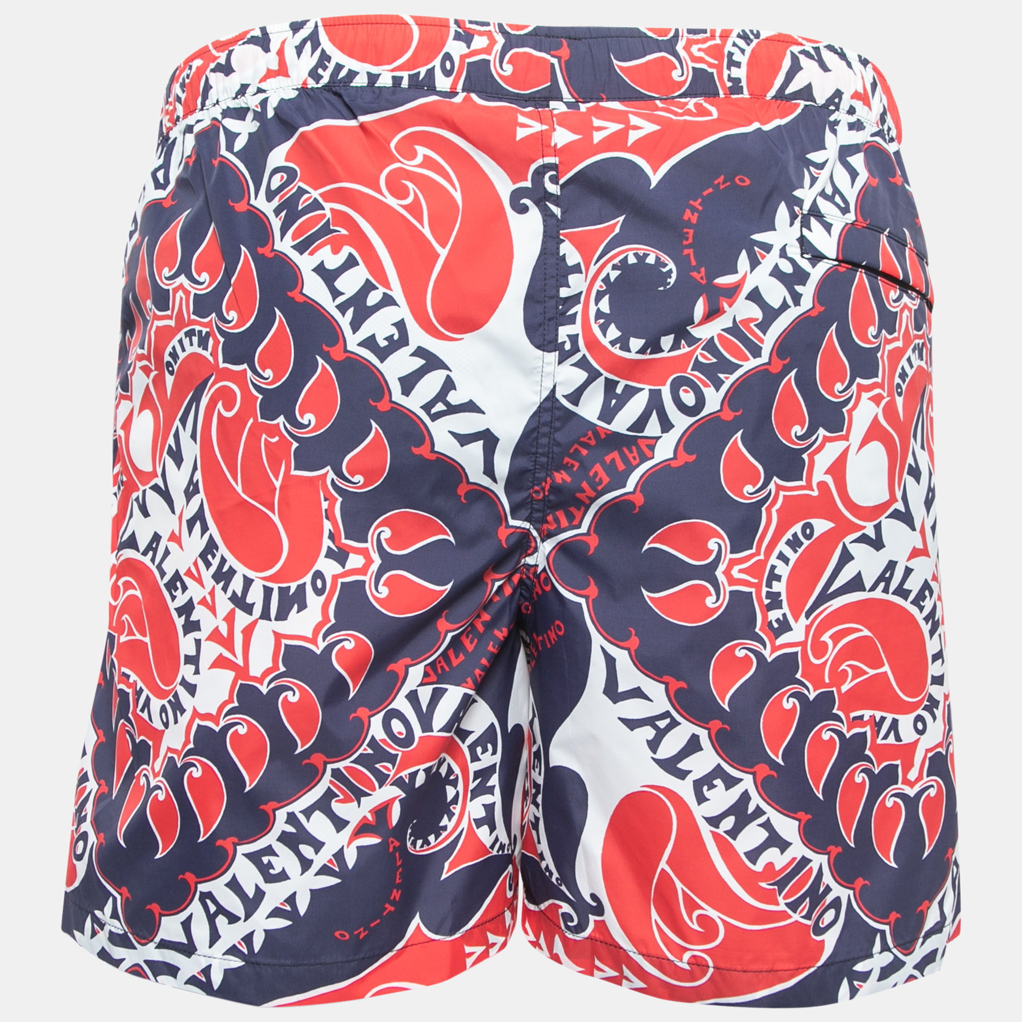 

Valentino Blue/Red Archive Manifesto Bandana Print Swim Shorts