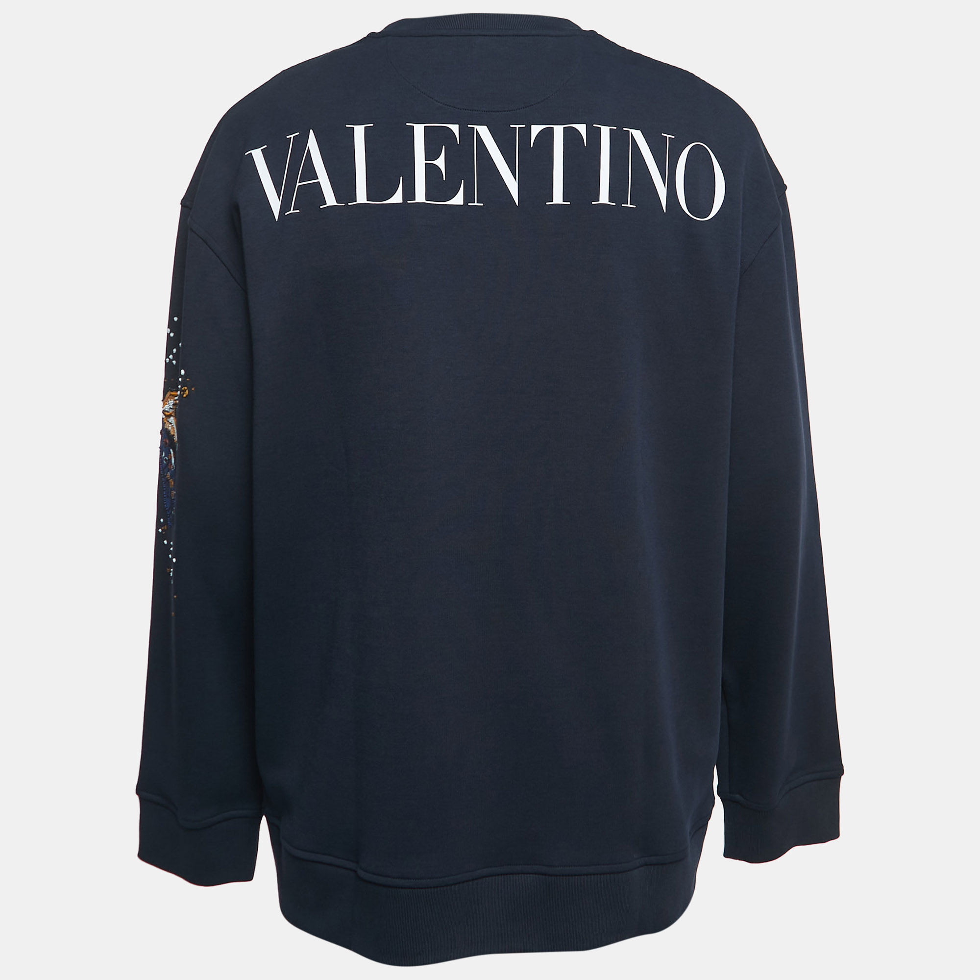 

Valentino Navy Blue Patch-Detail Logo Swearshirt