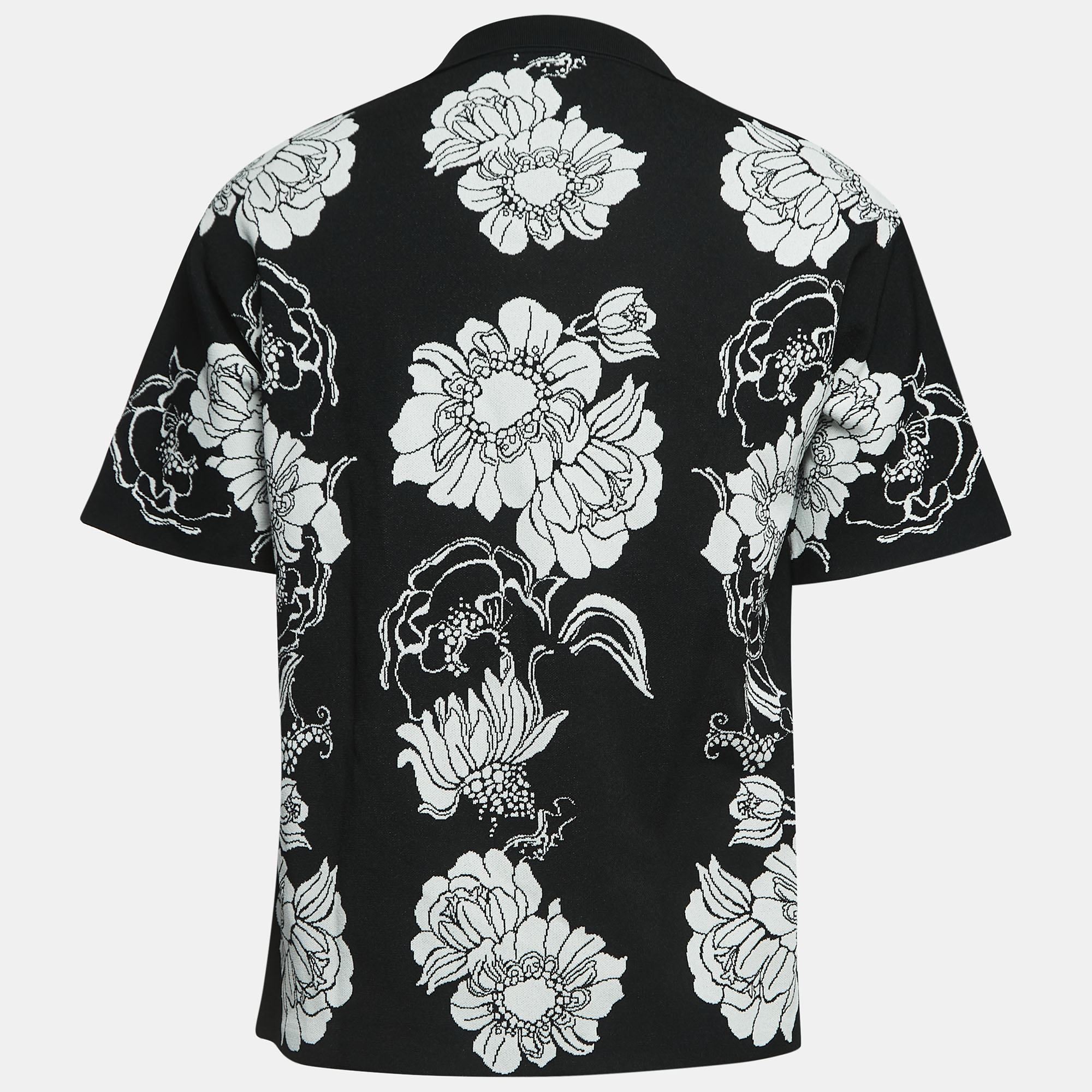 

Valentino Black Floral Patterned Knit Polo T-Shirt