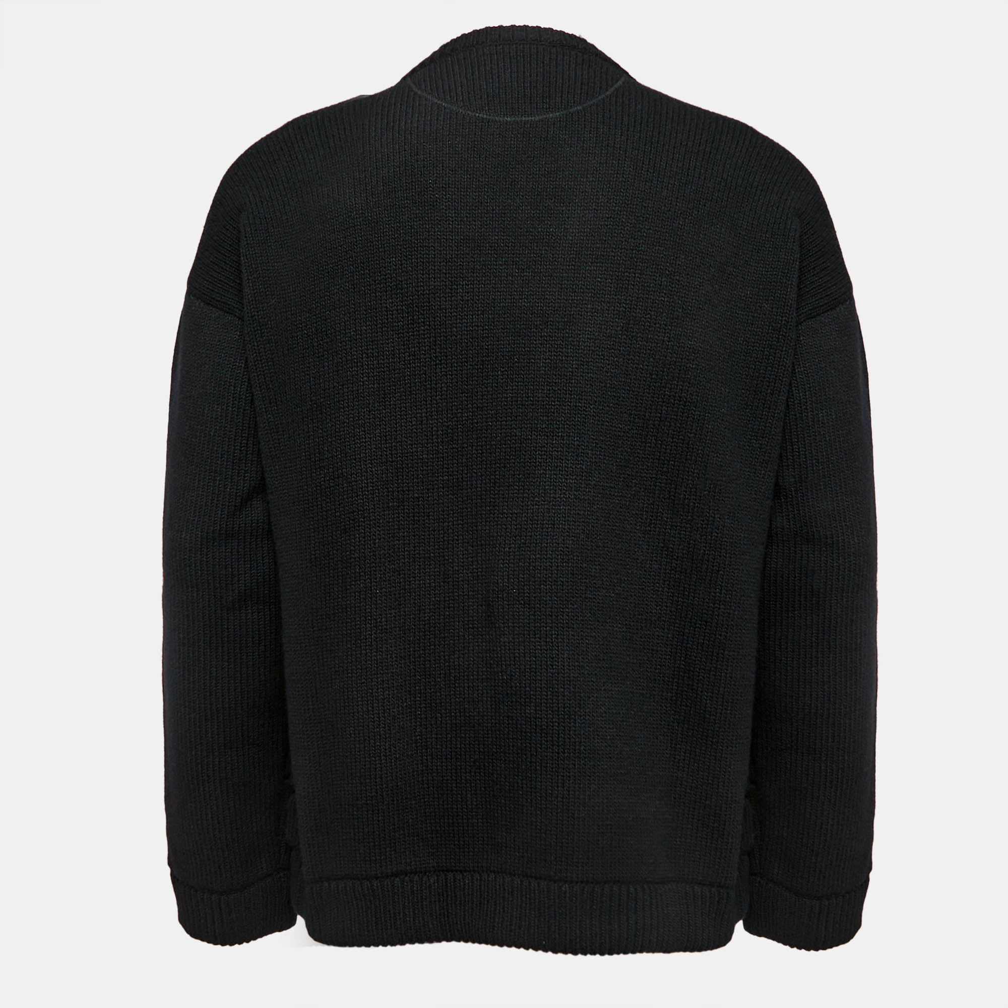 

Valentino Black Signature V Logo Patterned Wool Knit Sweater