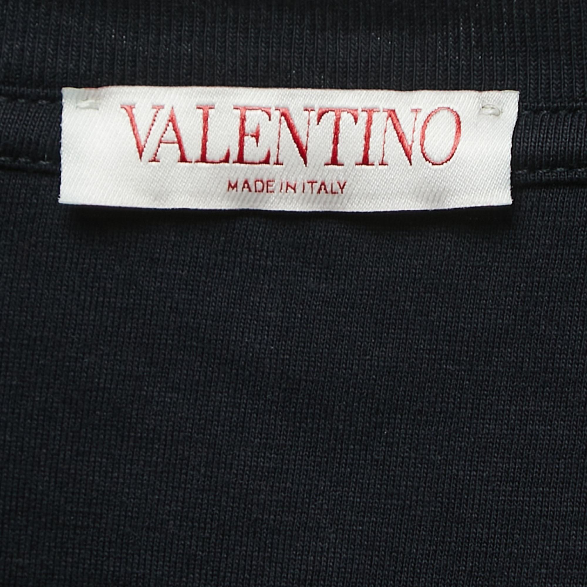 

Valentino Navy Blue Mythical Creature Logo Print Cotton Jersey Regular Fit T-Shirt