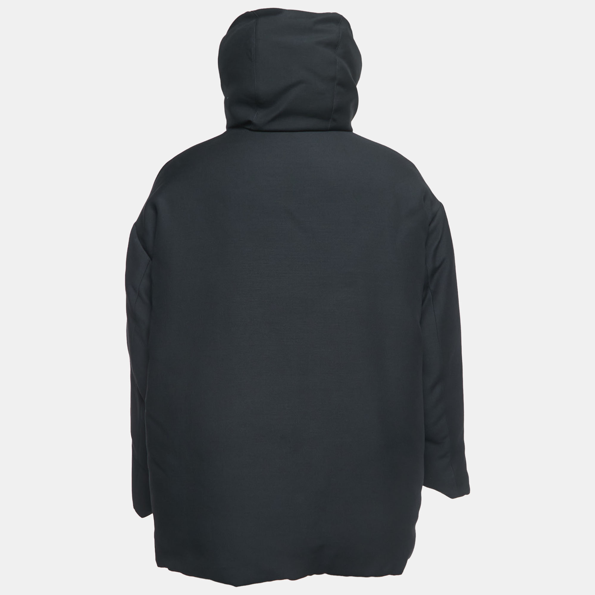 

Valentino Black Nylon & Wool Blend Zip Front Reversible Hooded Down Jacket  (IT 46