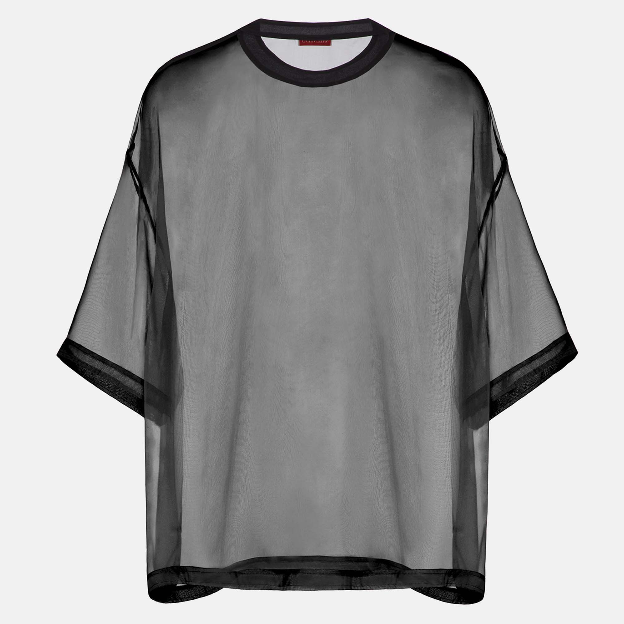 

Valentino Black Sheer Silk Crewneck Oversized T-Shirt