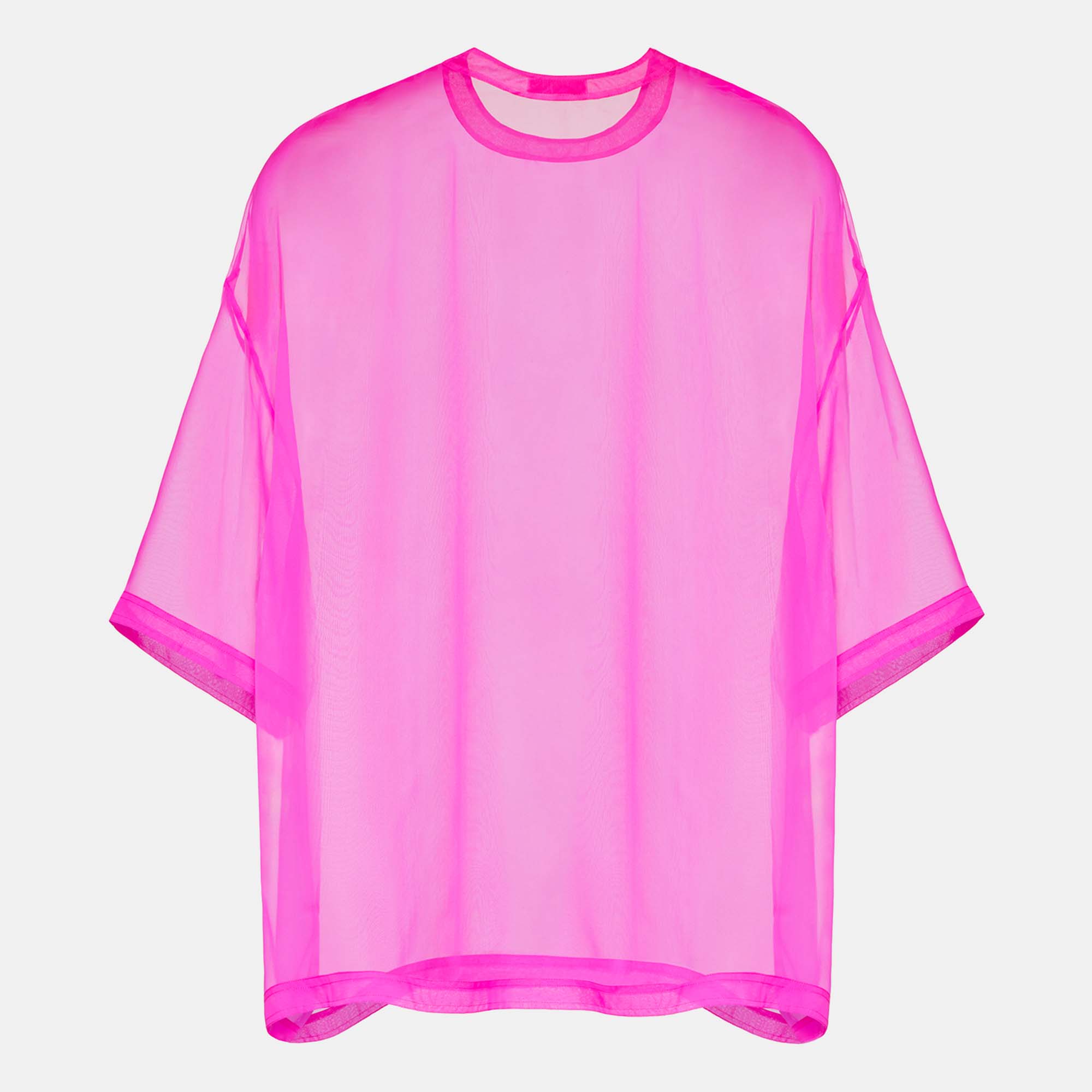 

Valentino Pink Sheer Silk Crewneck Oversized T-Shirt