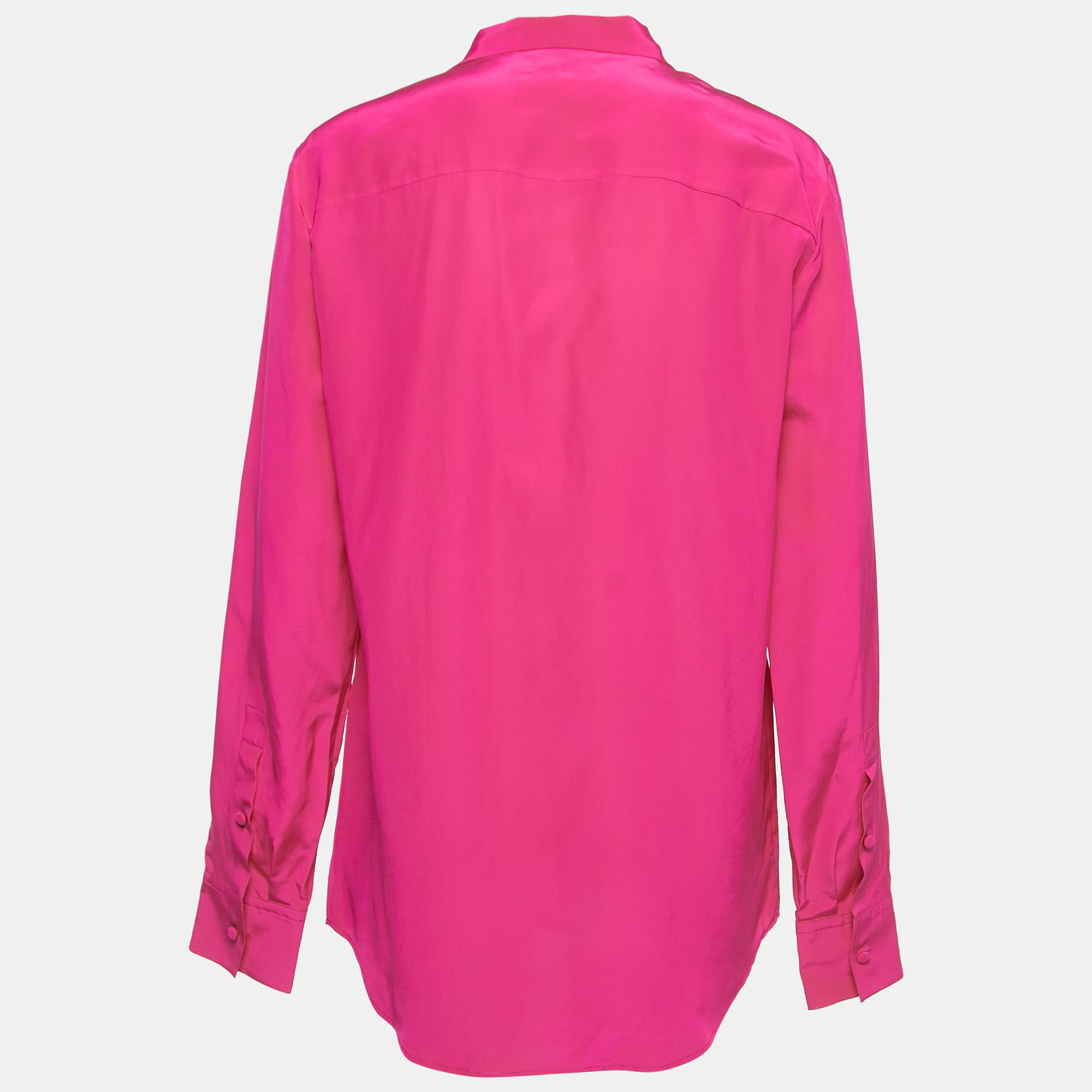 

Valentino Pink Silk Tie Neck Long Sleeve Shirt