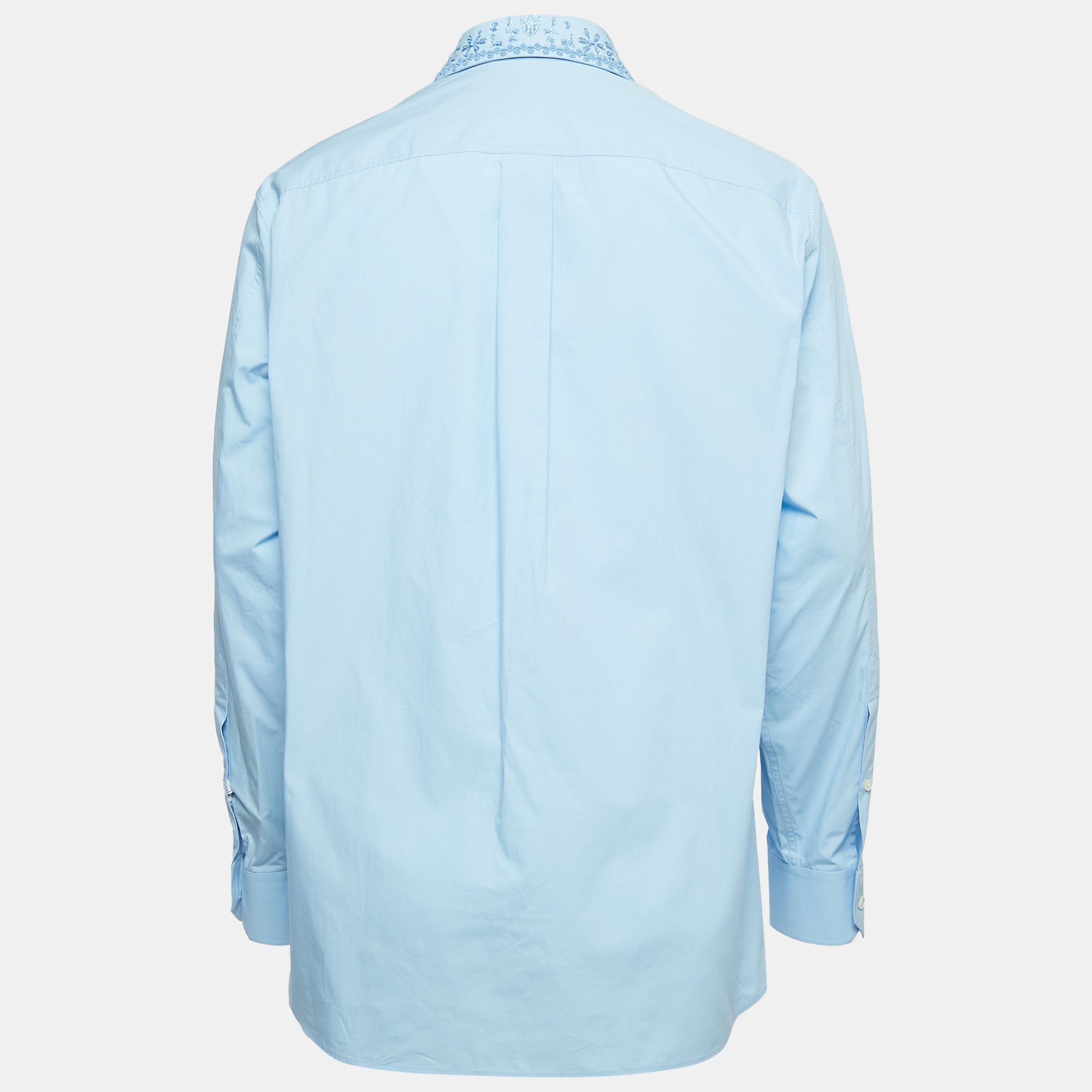 

Valentino Blue Cotton Bead Embroidered Long Sleeve Shirt