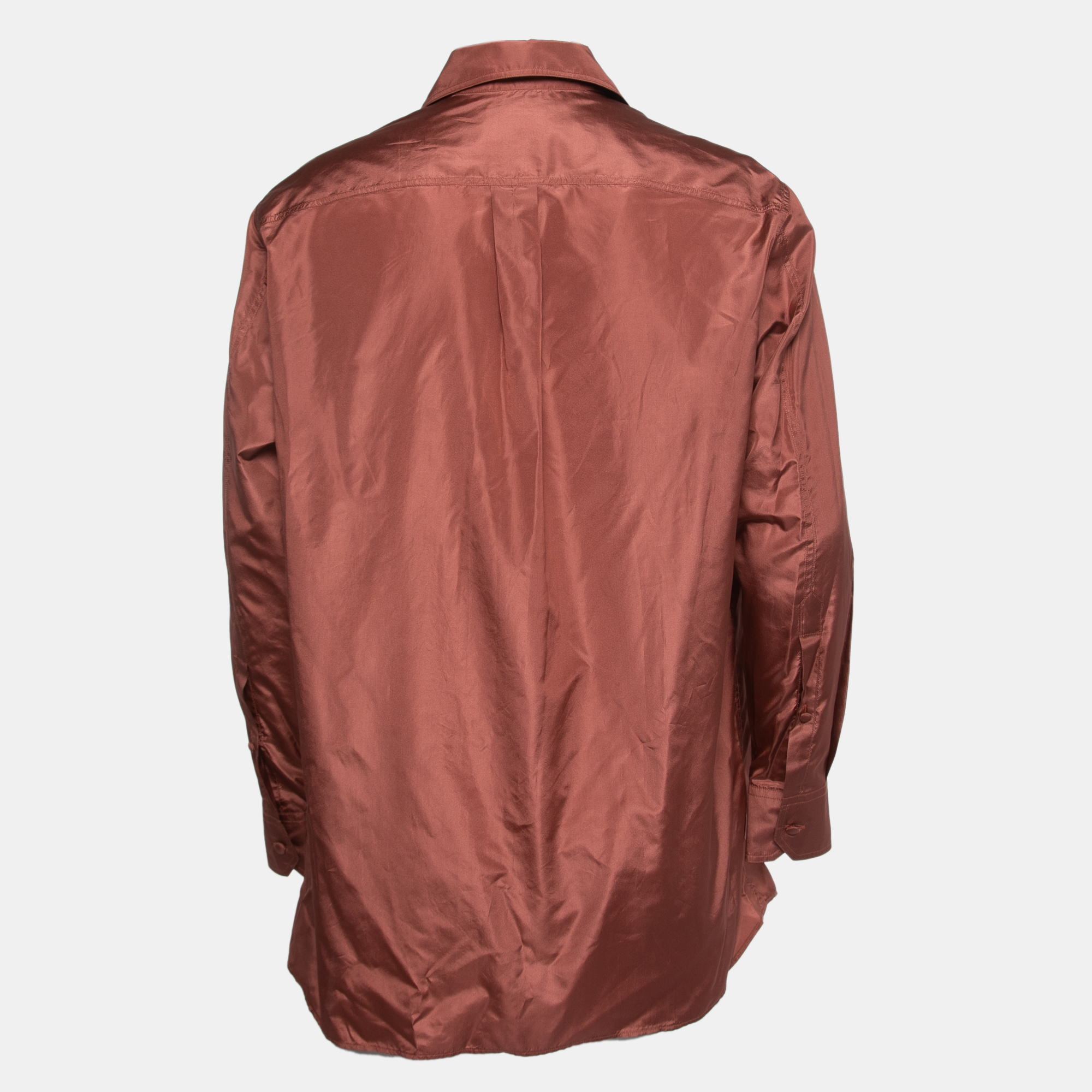 

Valentino Ruggine Pink Silk Taffeta Asymmetric Shirt 2XL