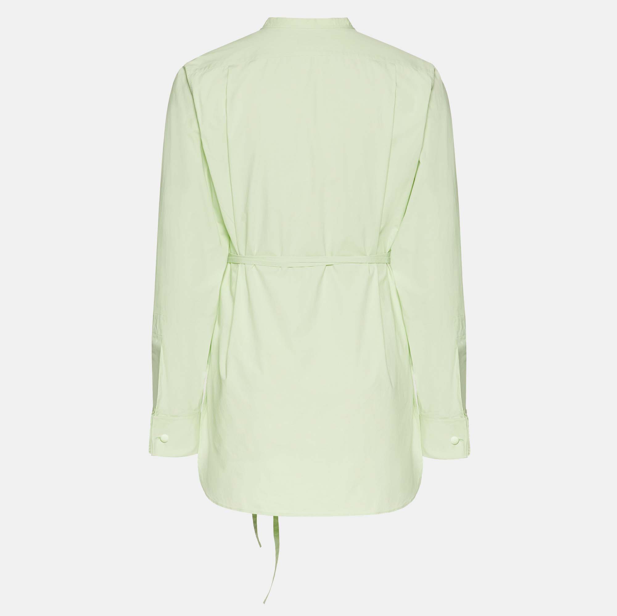 

Valentino Green Cotton Tie-Waist Round Collar Shirt