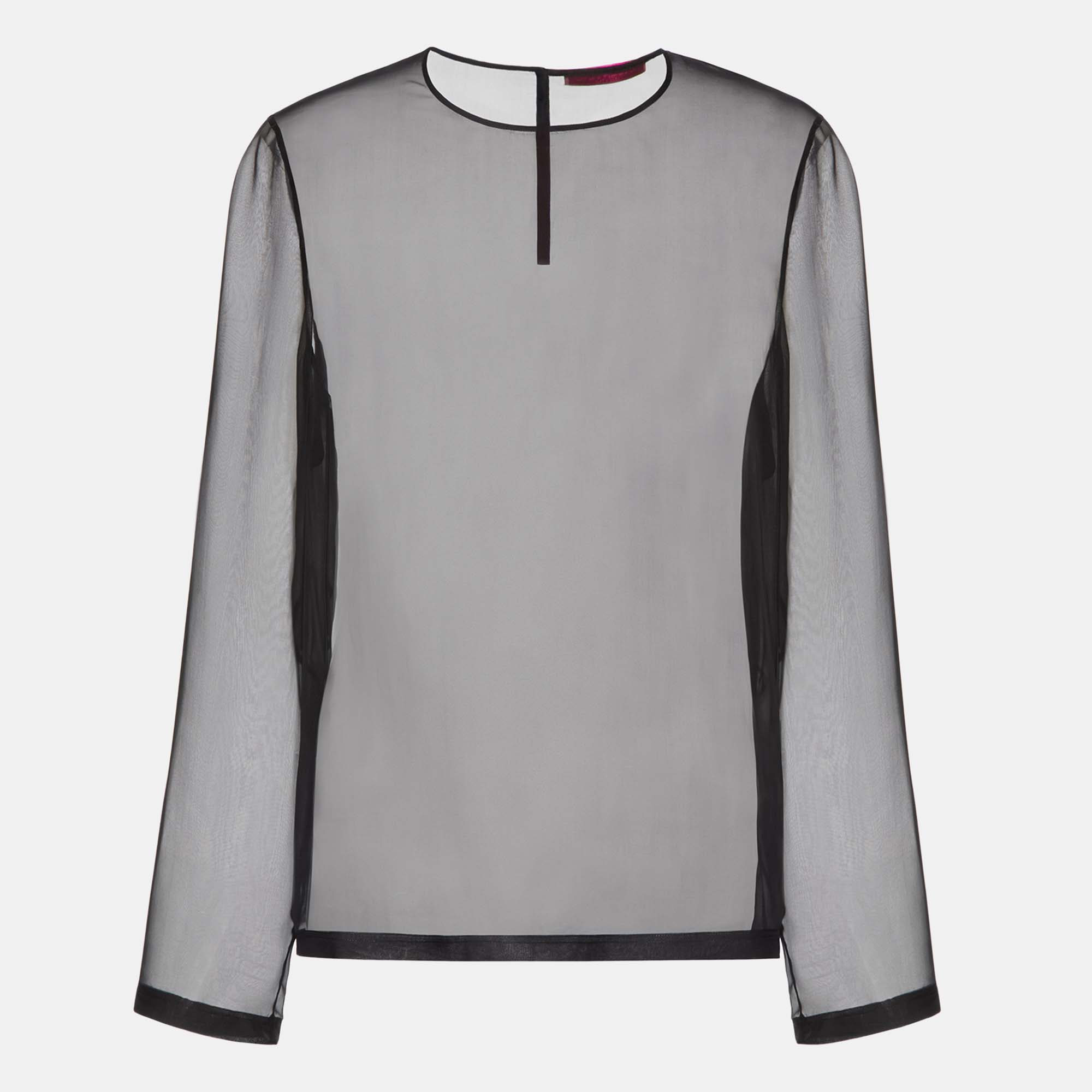 

Valentino Black Sheer Silk Long Sleeve T-Shirt