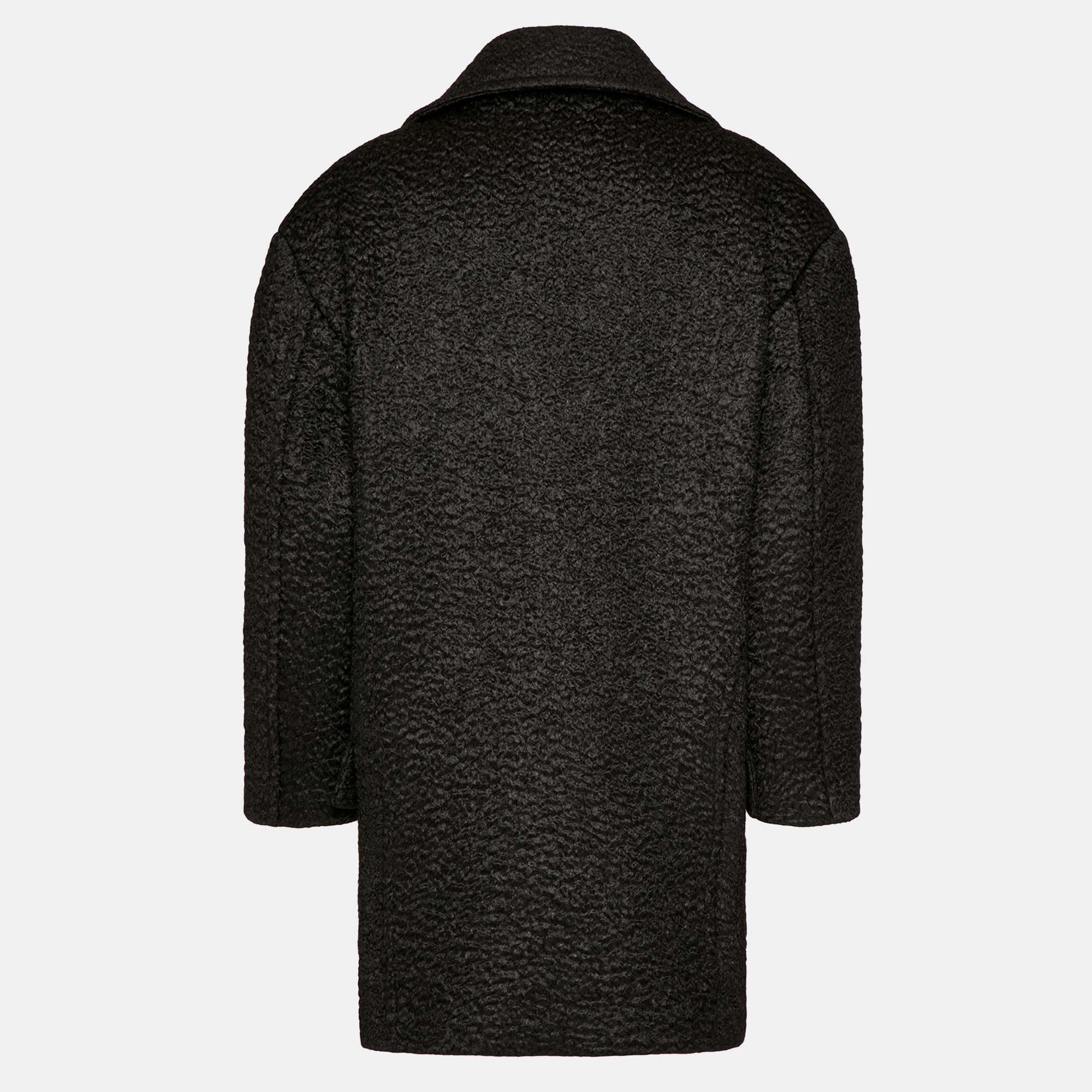 

Valentino Black Boucle Mohair Wool Oversized Coat