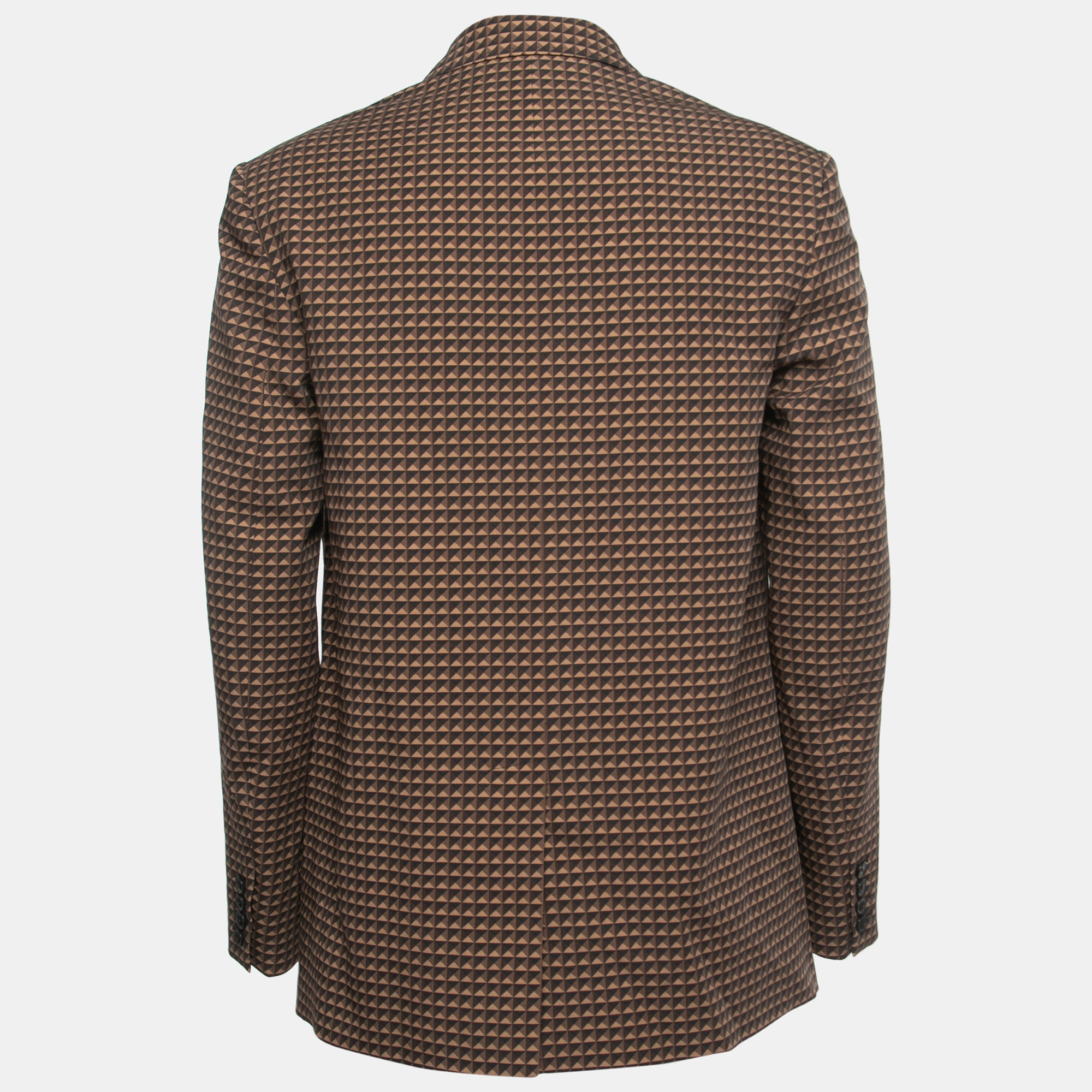 

Valentino Brown Ministud Print Wool Double-Breasted Blazer