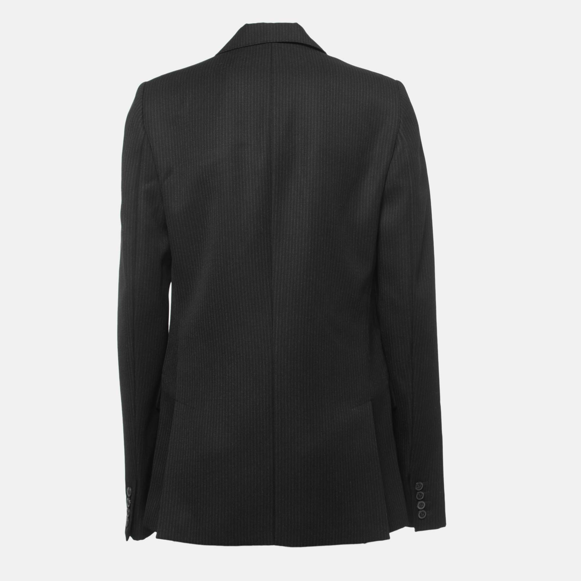 

Valentino Black Striped Wool Single Breasted Blazer