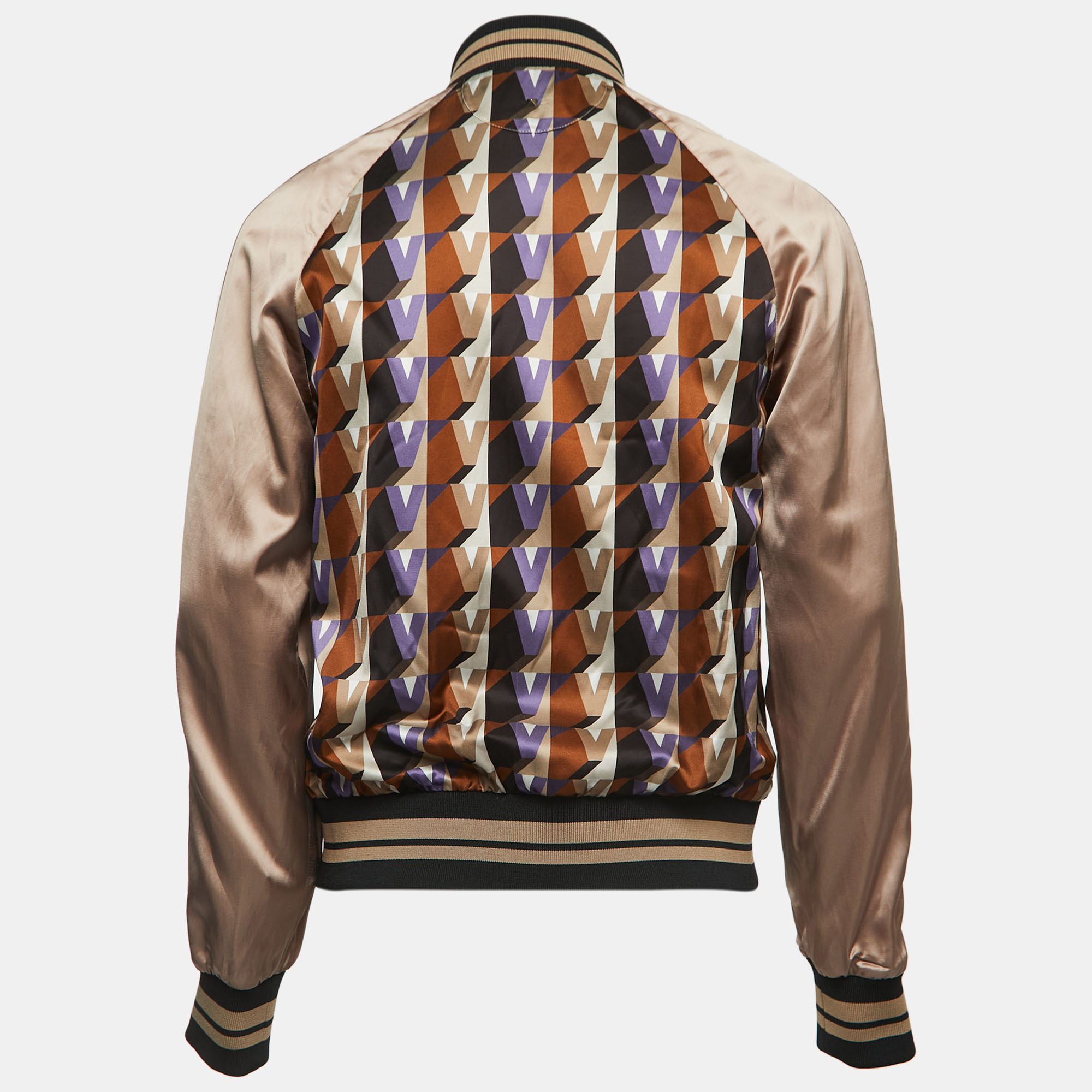 

Valentino Brown 3Dream Print Satin Bomber Jacket  (IT 46