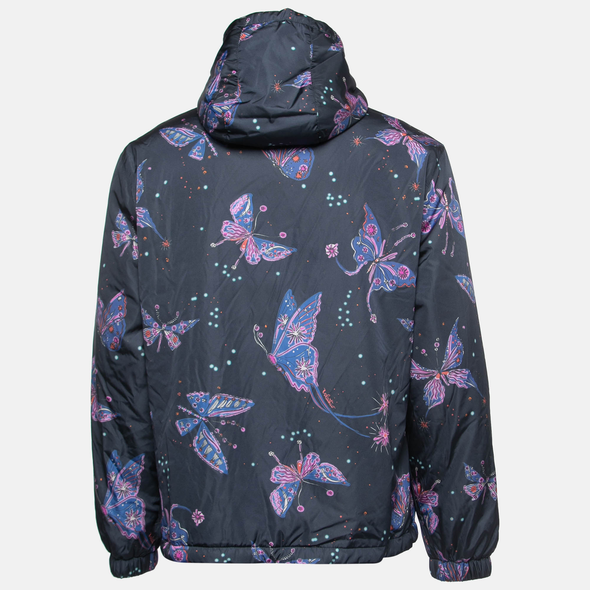 

Valentino Midnight Blue Utopia Butterfly Print Windbreaker Jacket  (IT 50, Navy blue