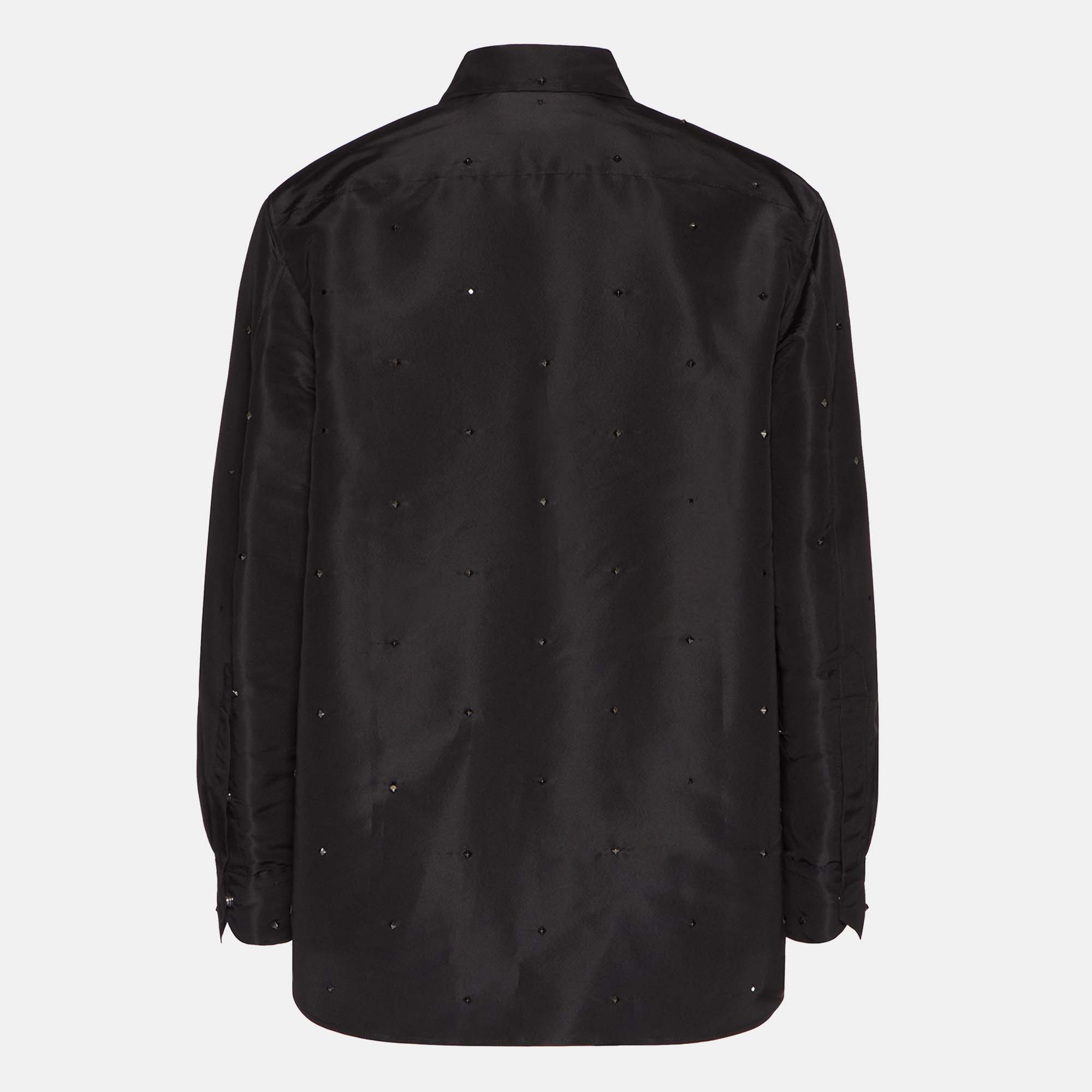 

Valentino Black Silk Faille RockStud Shirt