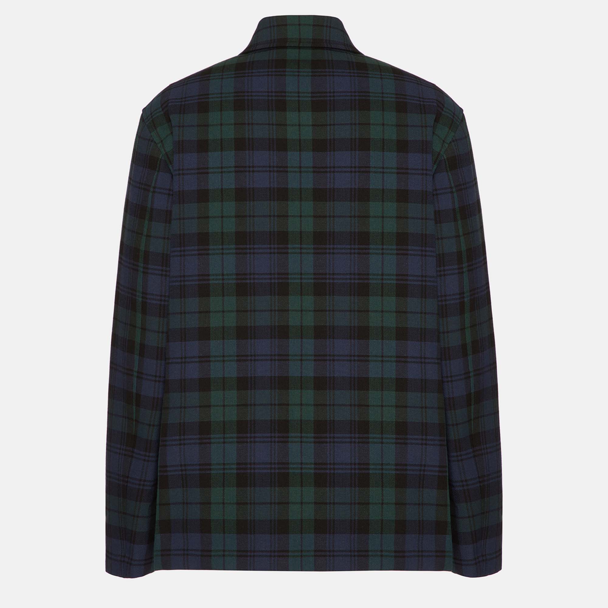 

Valentino Black/Green Checked Cotton & Wool Blend Shirt