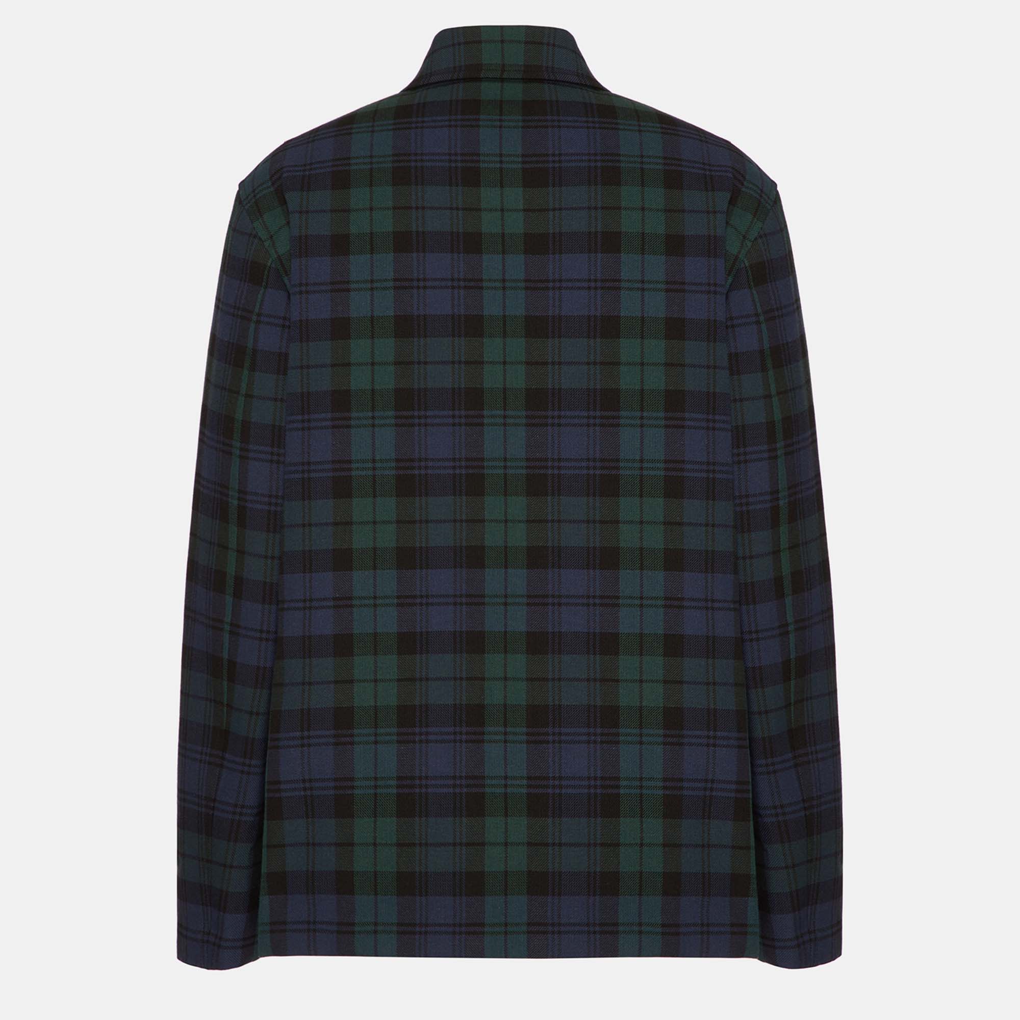 

Valentino Black/Green Checked Cotton & Wool Blend ShirtXS