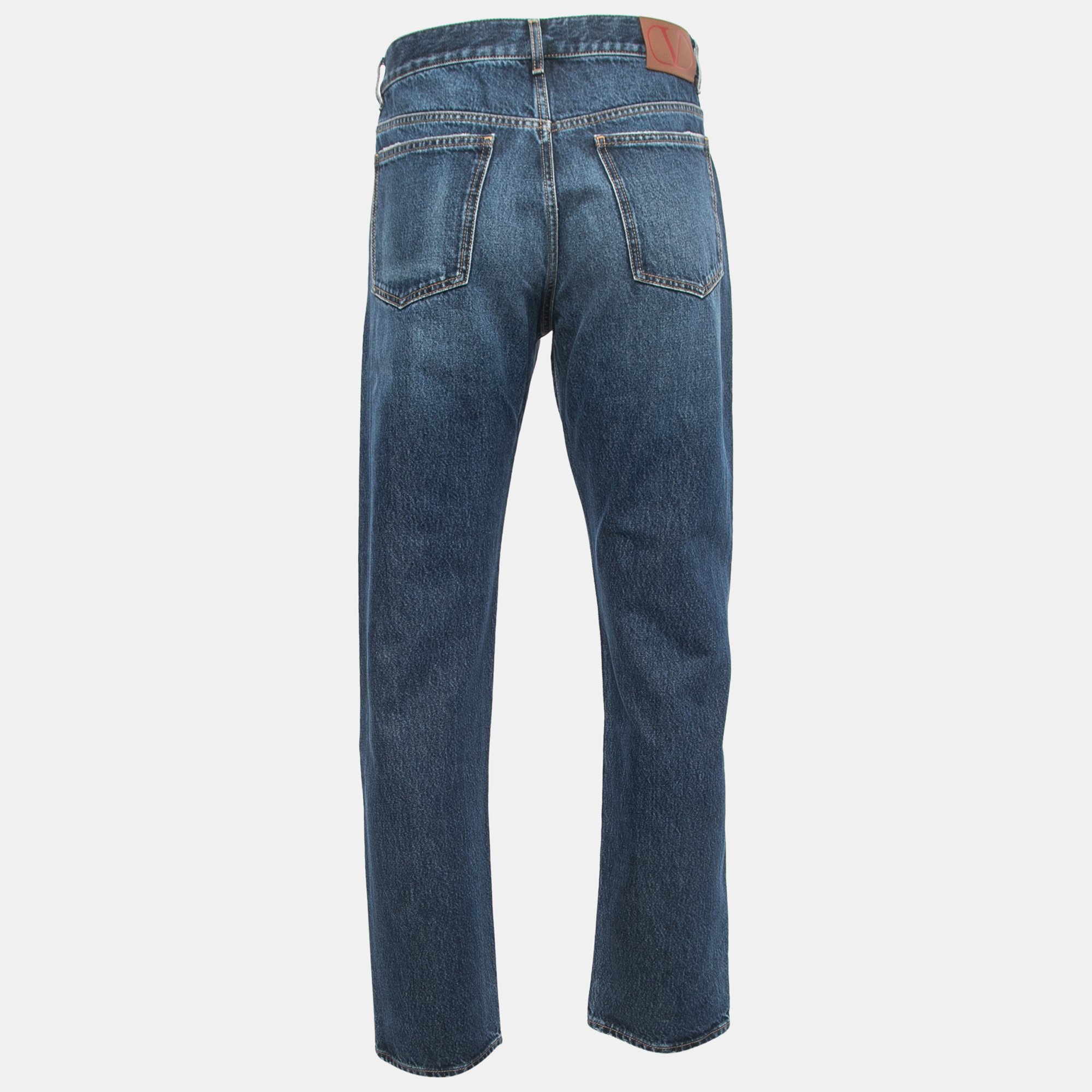 

Valentino Blue Denim Straight-Leg High-Waist Jeans  Waist 32