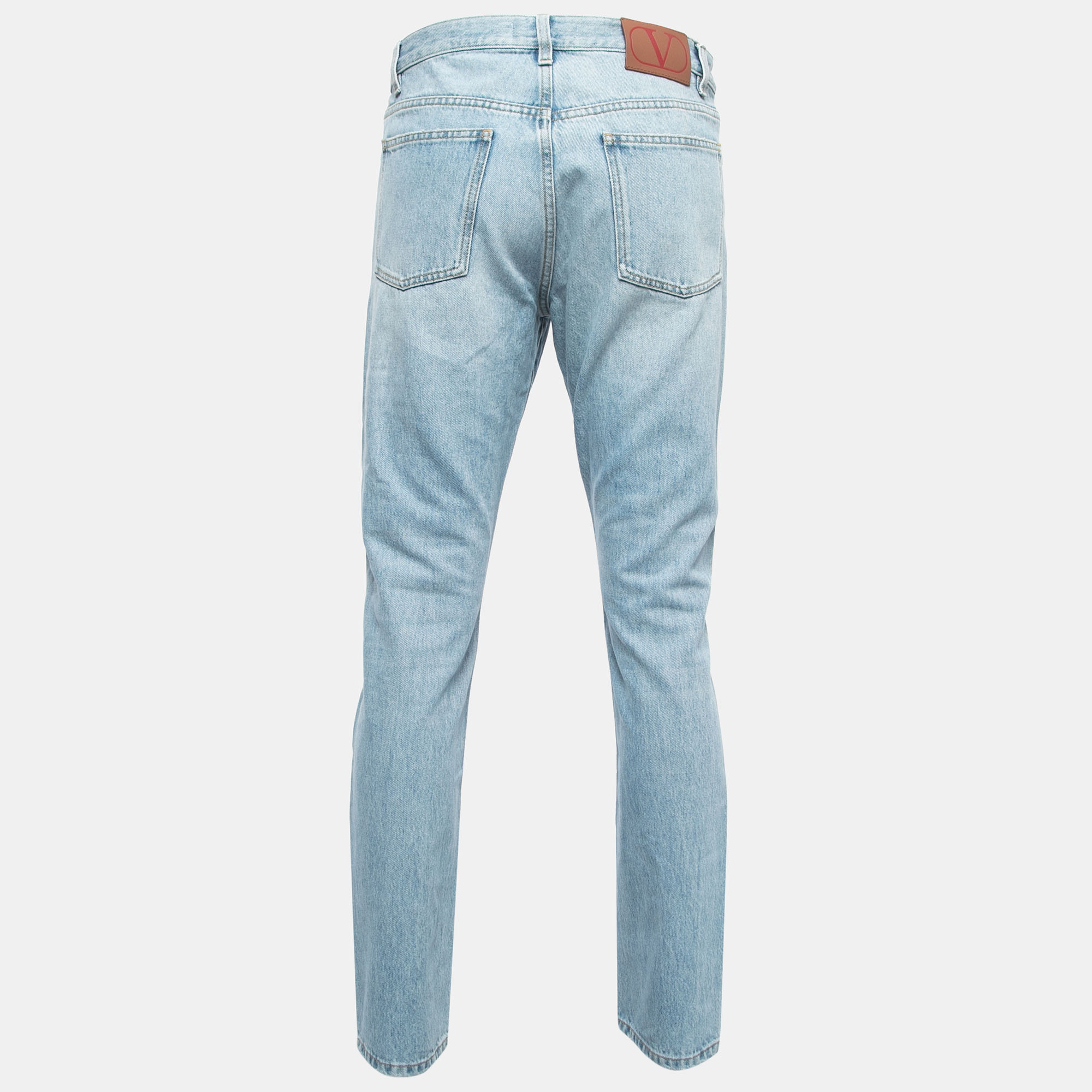 

Valentino Light Blue Denim Logo Patch Slim Fit Jeans  Waist 33