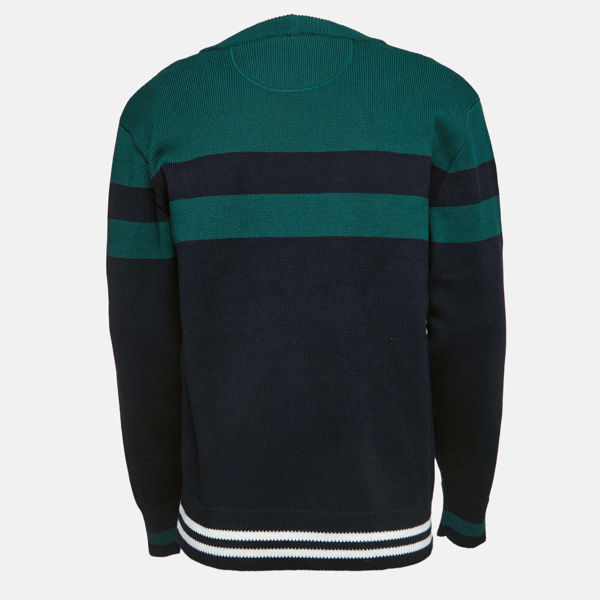 

Valentino Green/Navy Blue Knit V-Patch Cardigan