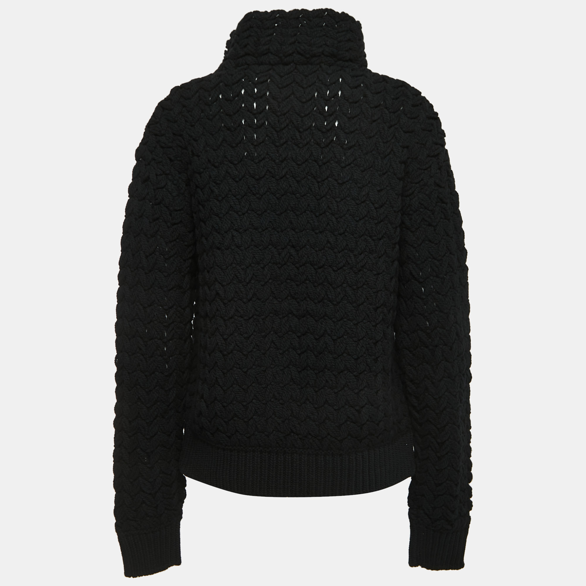 

Valentino Black Cable Wool Knit High Neck Sweater