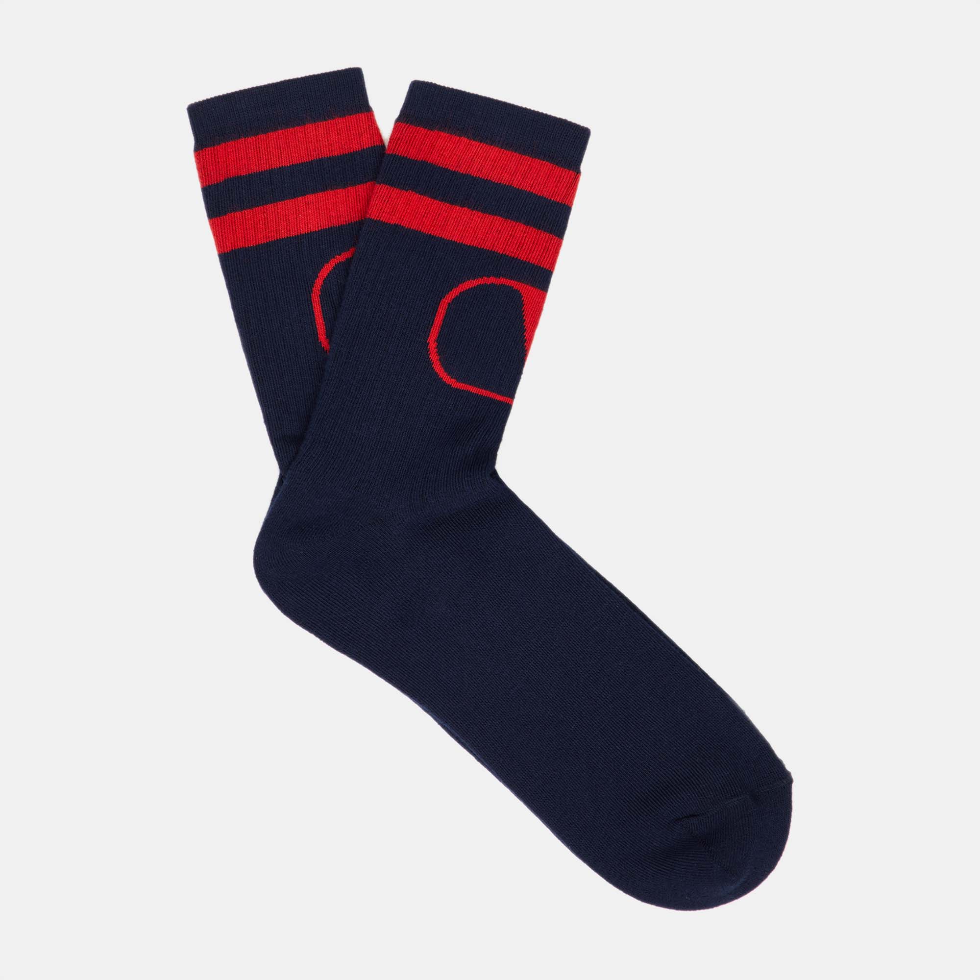 

Valentino Navy/Red Cotton Vlogo Socks Size /X, Navy blue