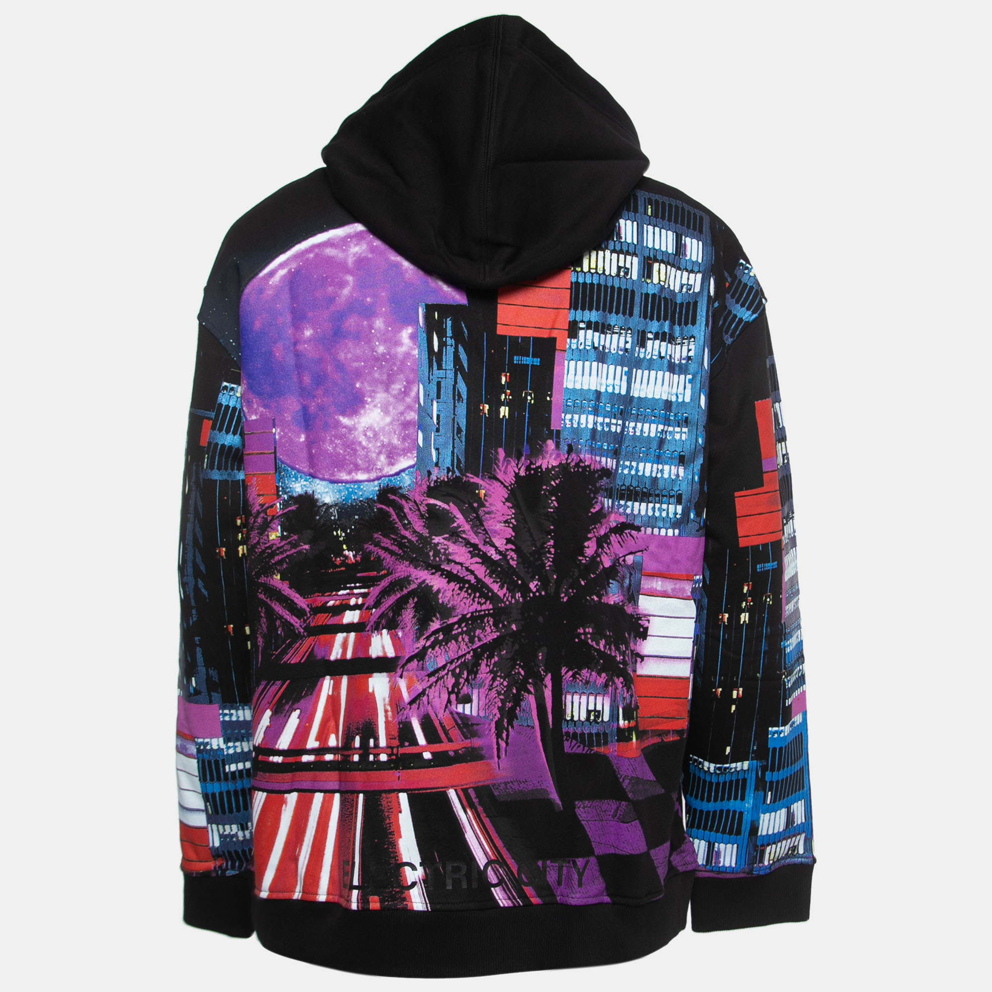 

Valentino Black All-Over Electric City Print Cotton Jersey Hoodie