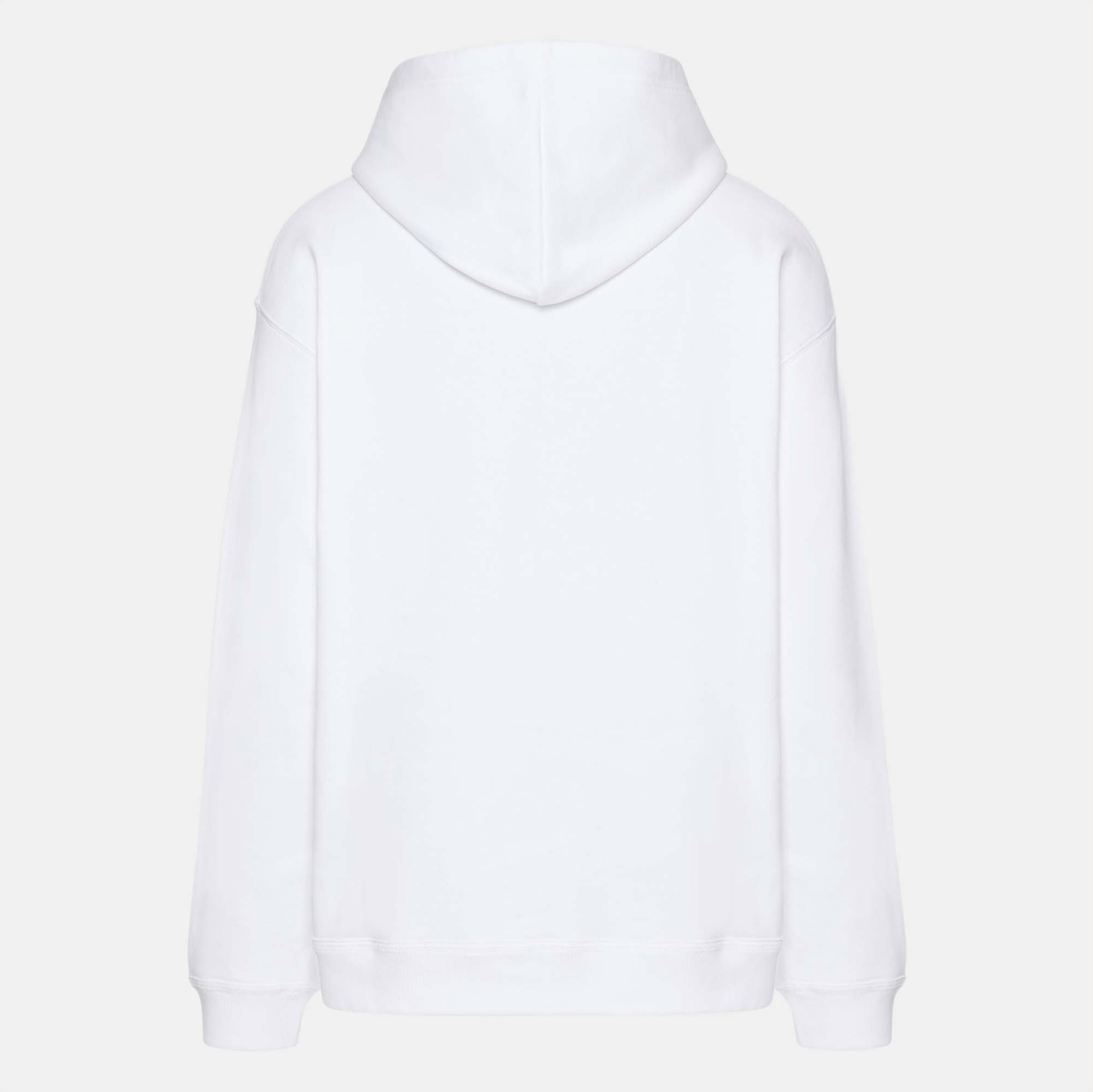 

Valentino White Logo Embossed Jersey Hoodie 2XL