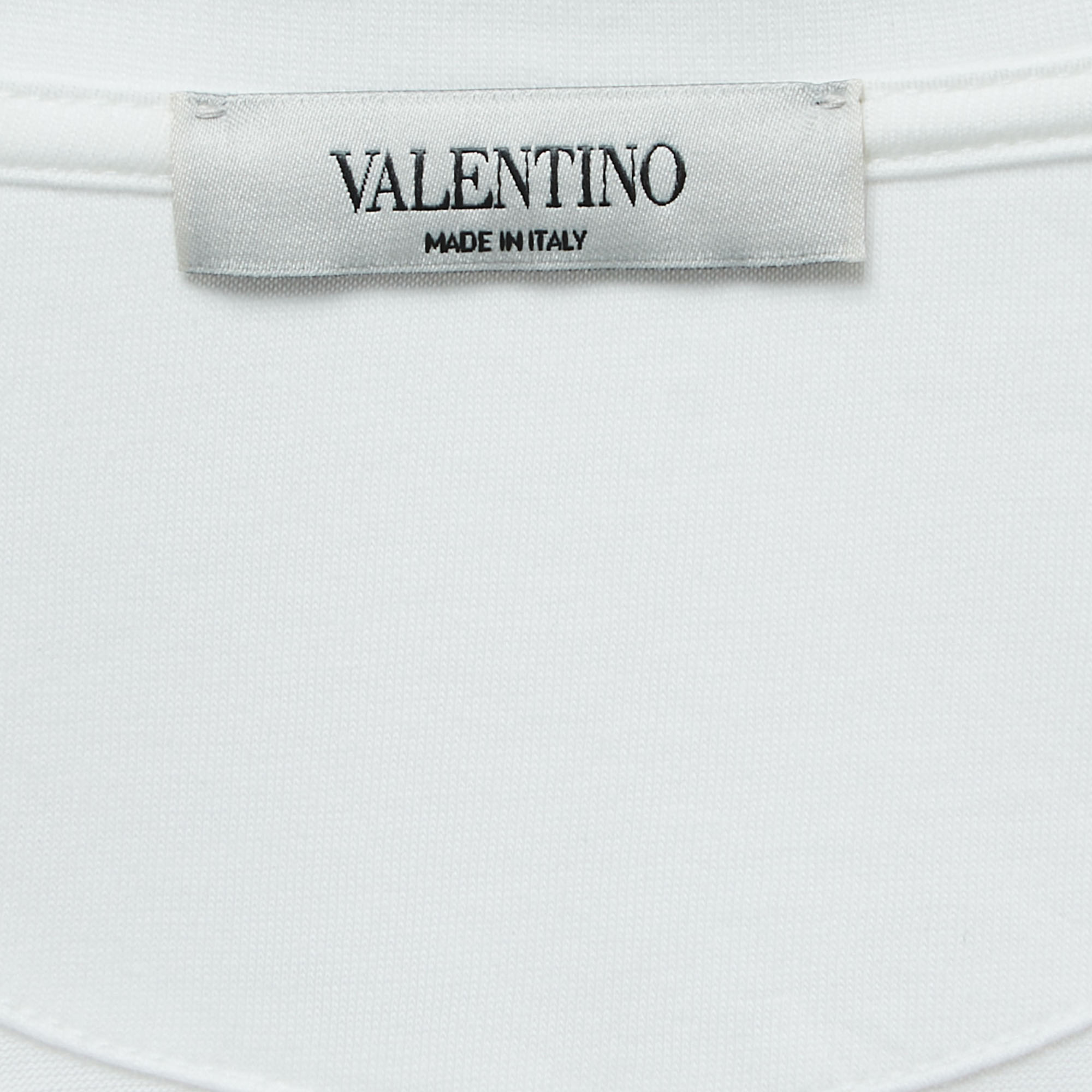 

Valentino White Logo Print Cotton Crew Neck T-Shirt