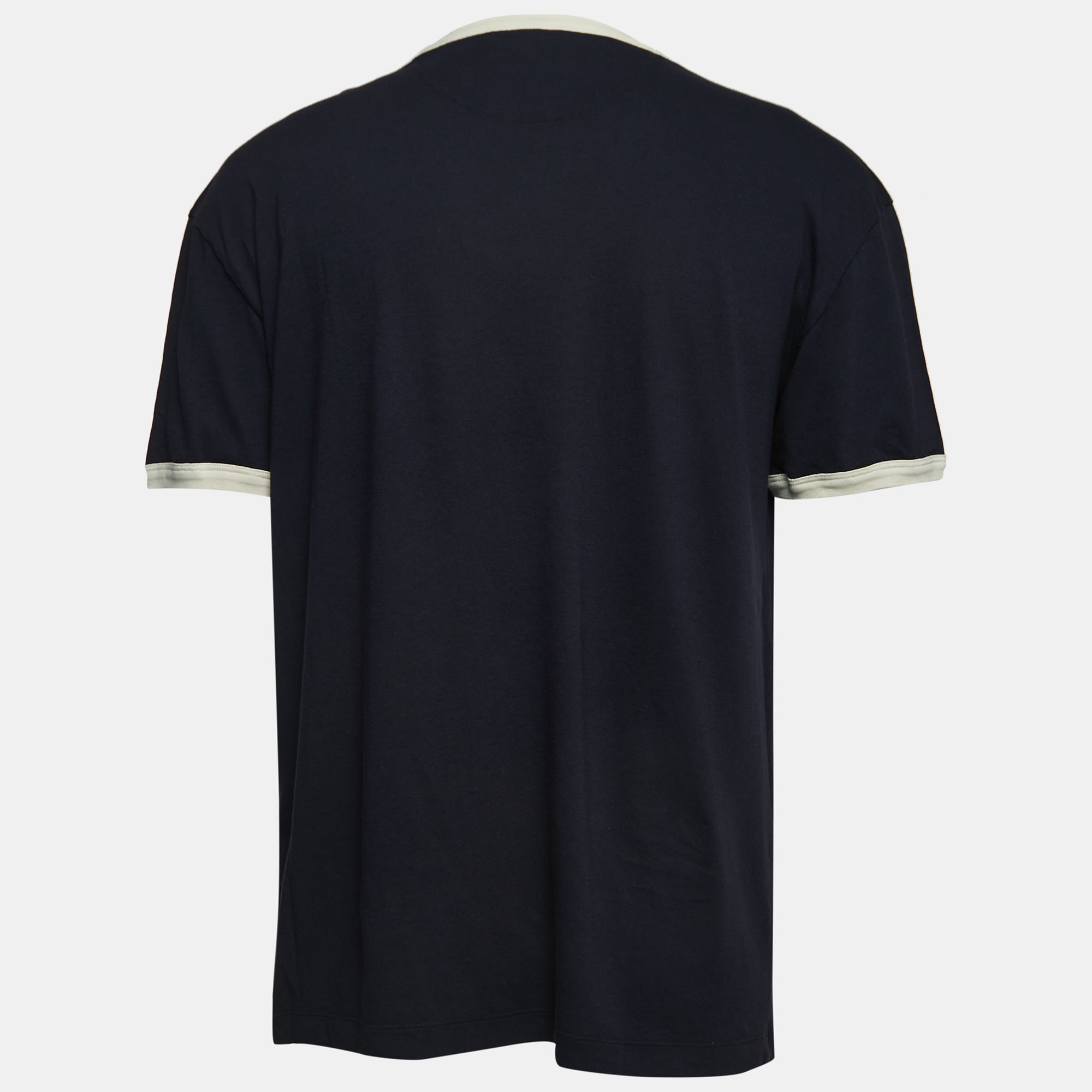 

Valentino Navy Blue Logo Embroidered Cotton Jersey Slim Fit T-Shirt