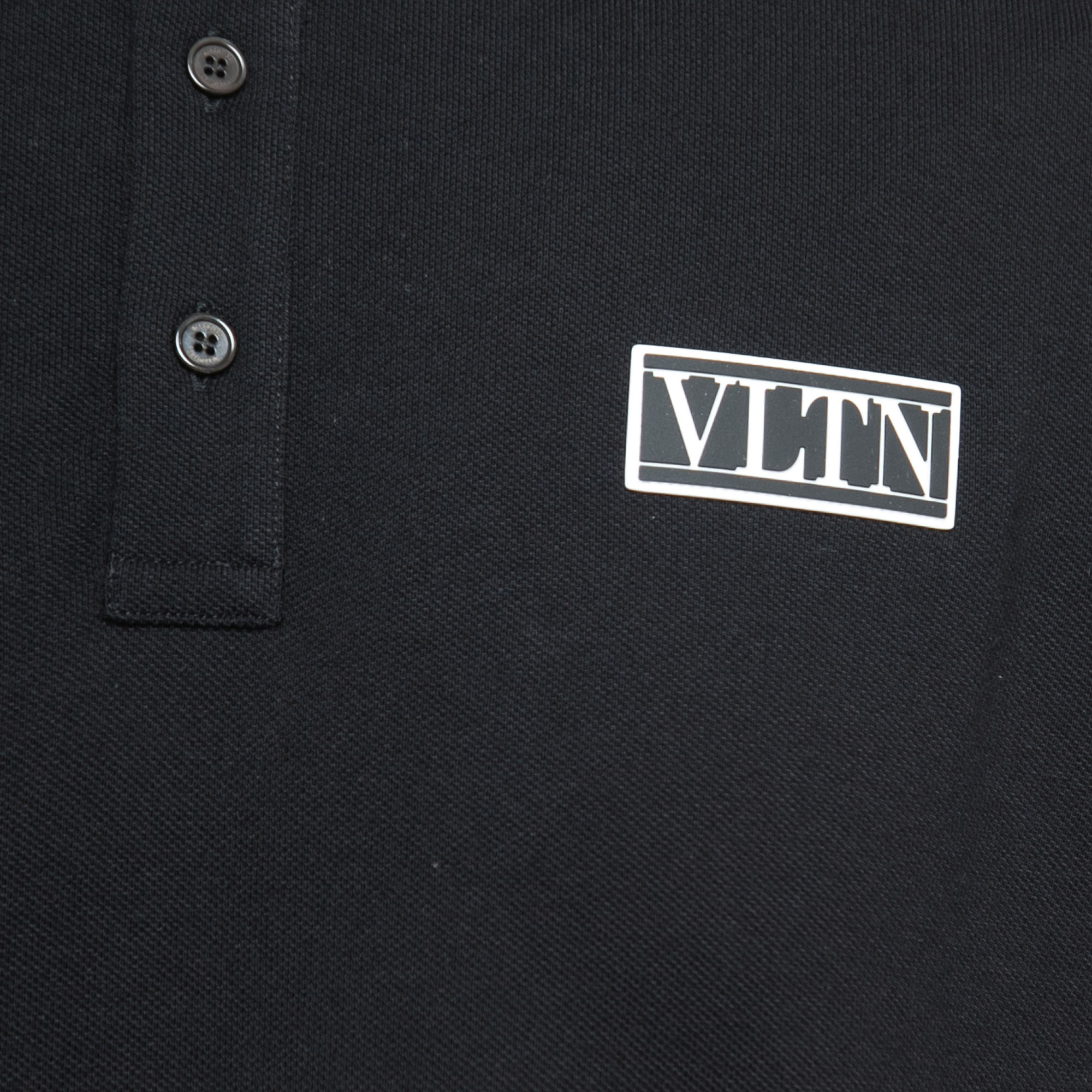 

Valentino Black Cotton Pique Rubber Logo Polo T-Shirt S