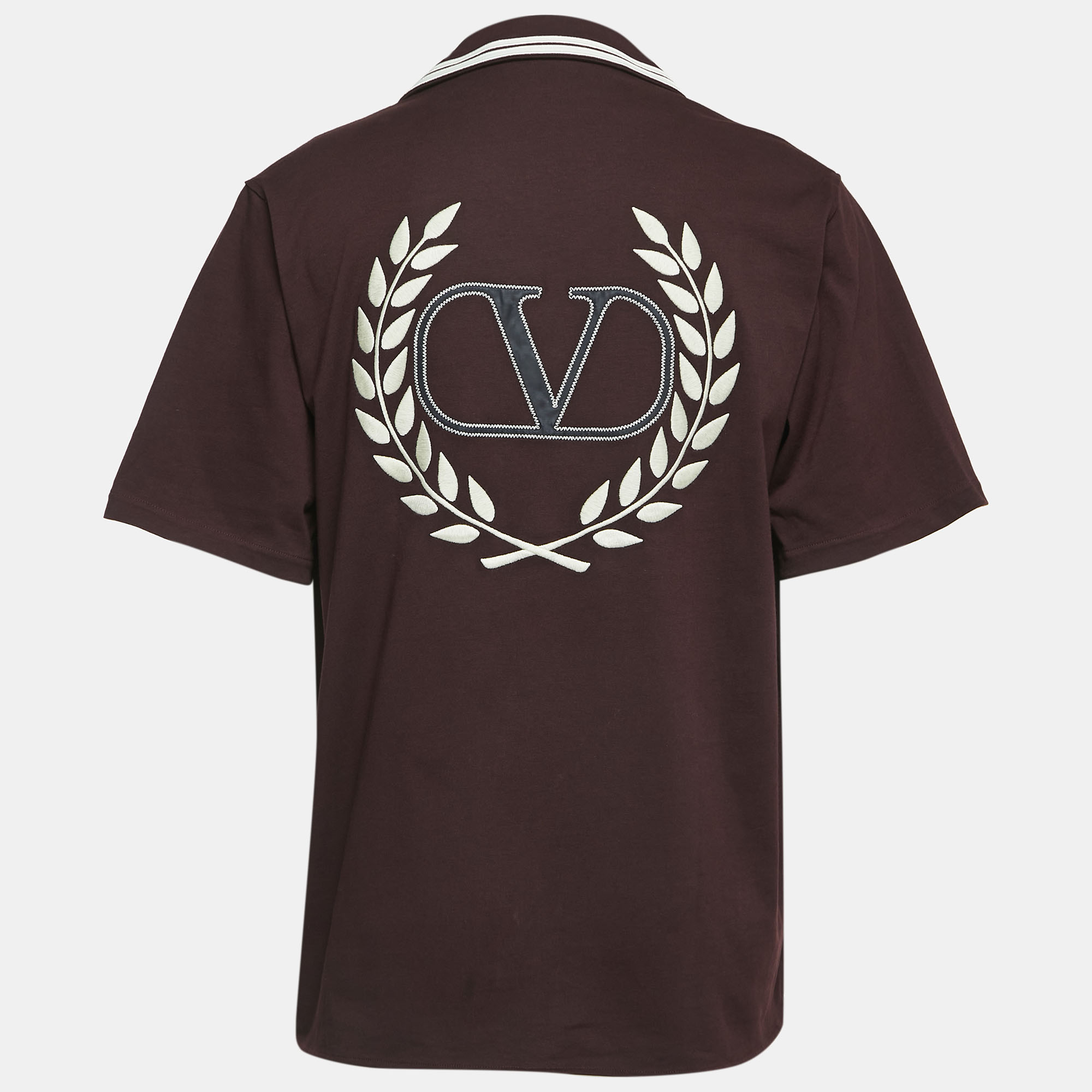 

Valentino Brown Logo Embroidered Cotton Jersey Short Sleeve Shirt