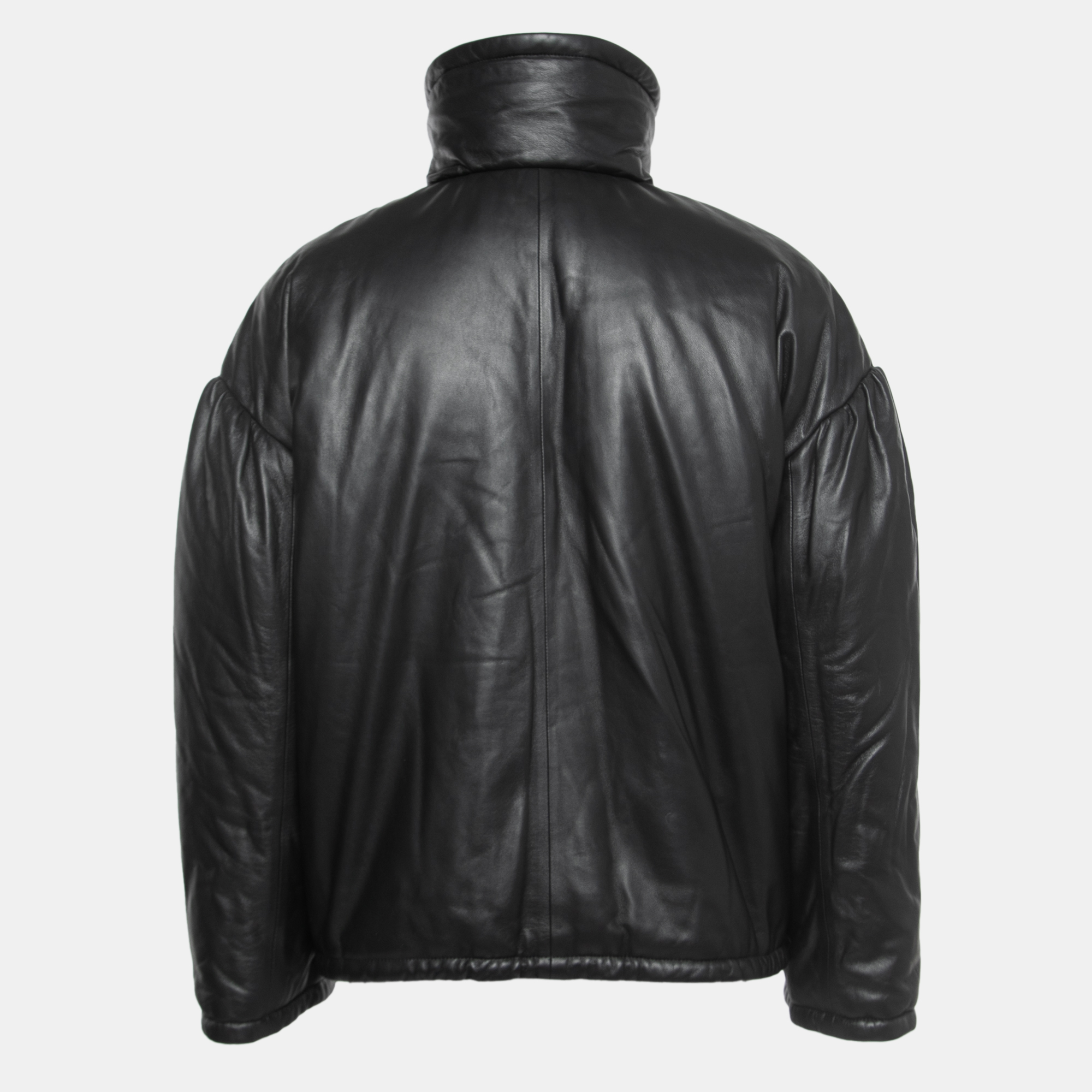 

Valentino Black Leather Zip Front Padded Jacket