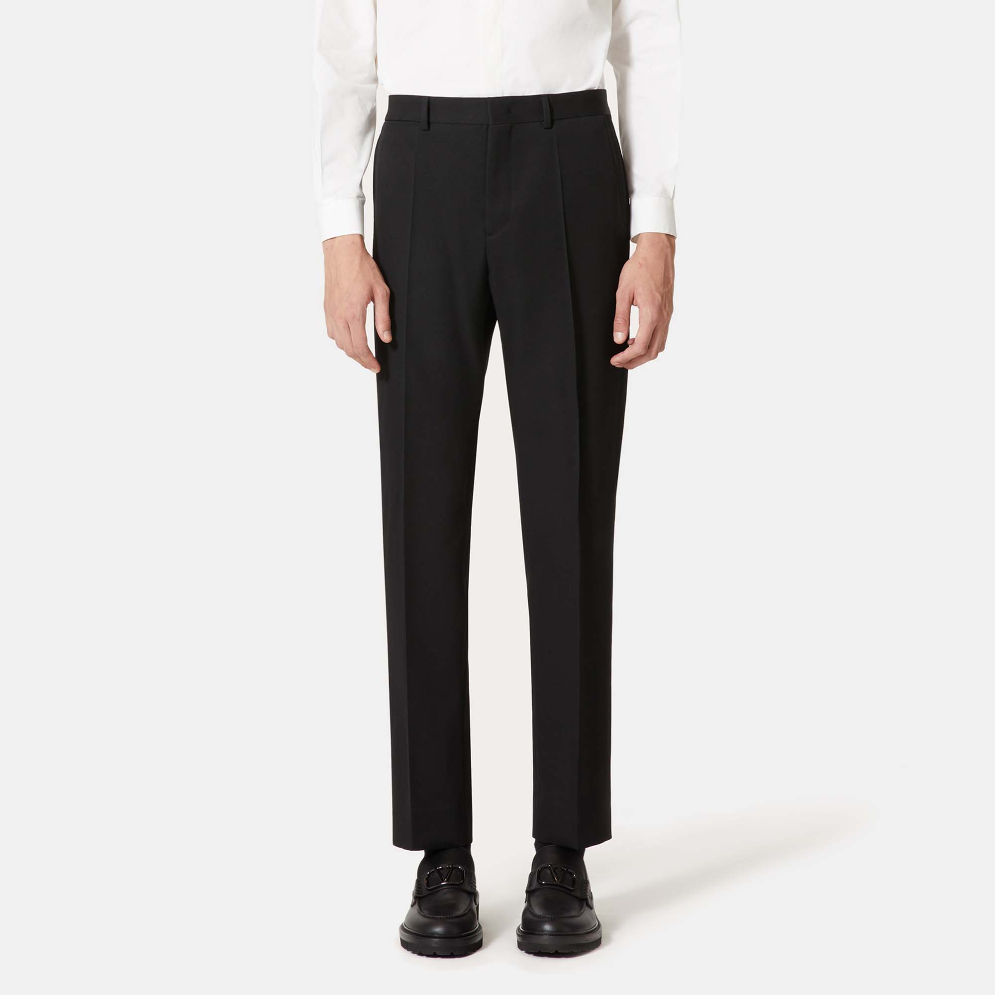 

Valentino Black Virgin Wool Straight Leg Trousers