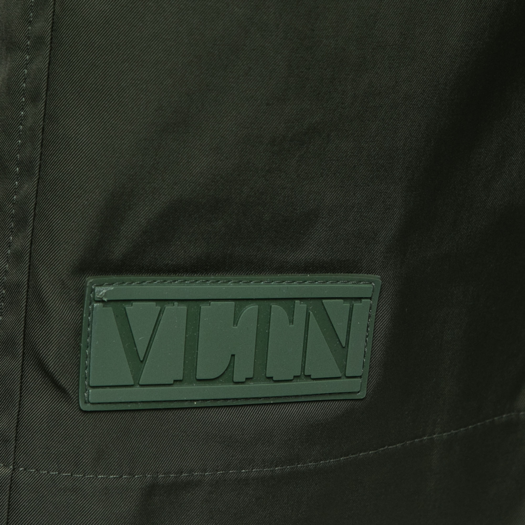 

Valentino Green Synthetic Logo-Patch Shorts